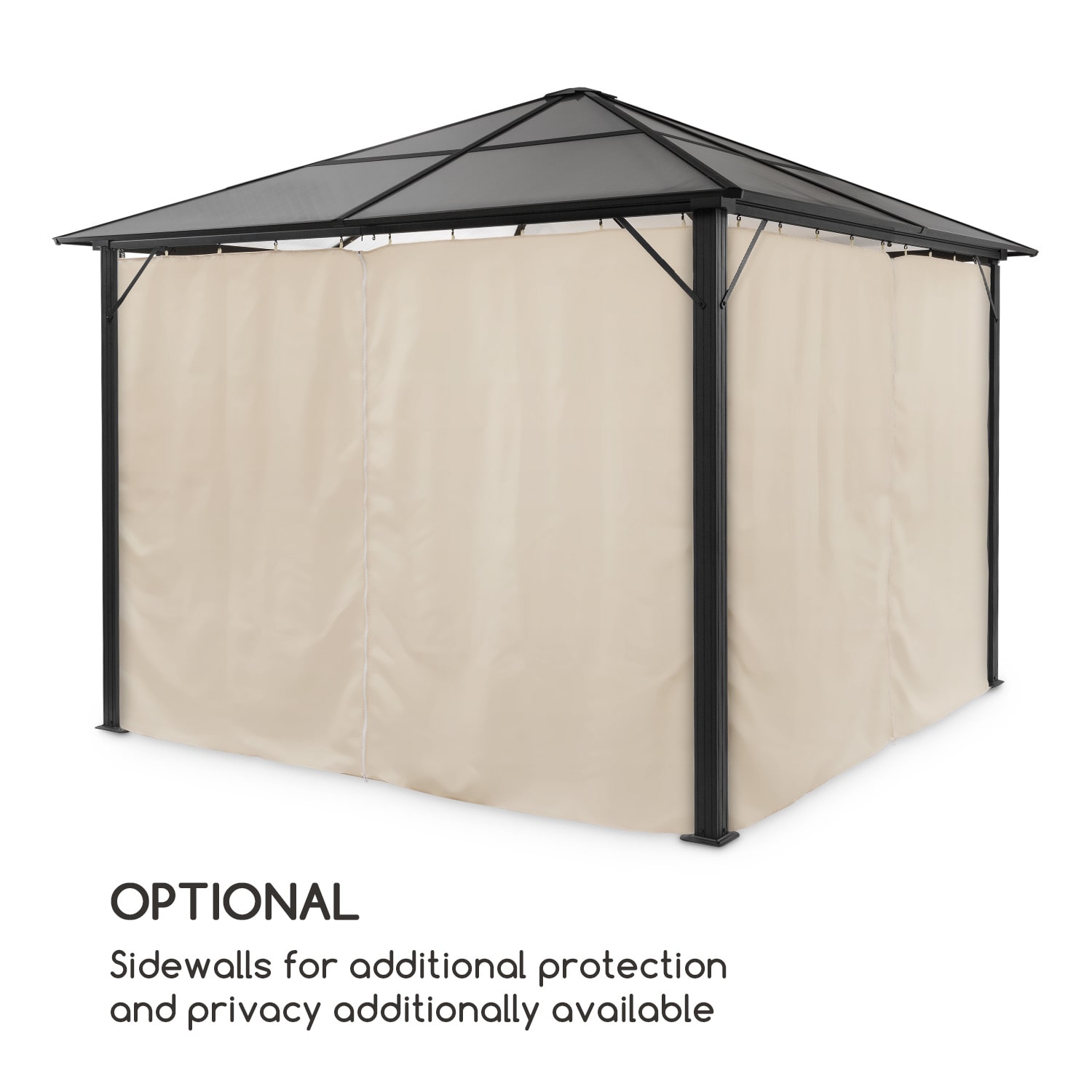 Blumfeldt Pantheon Solid Sky Ambient Solar, altánok, sivá strecha, 3 x 3 m, polykarbonát, hliník – Obrázok 4