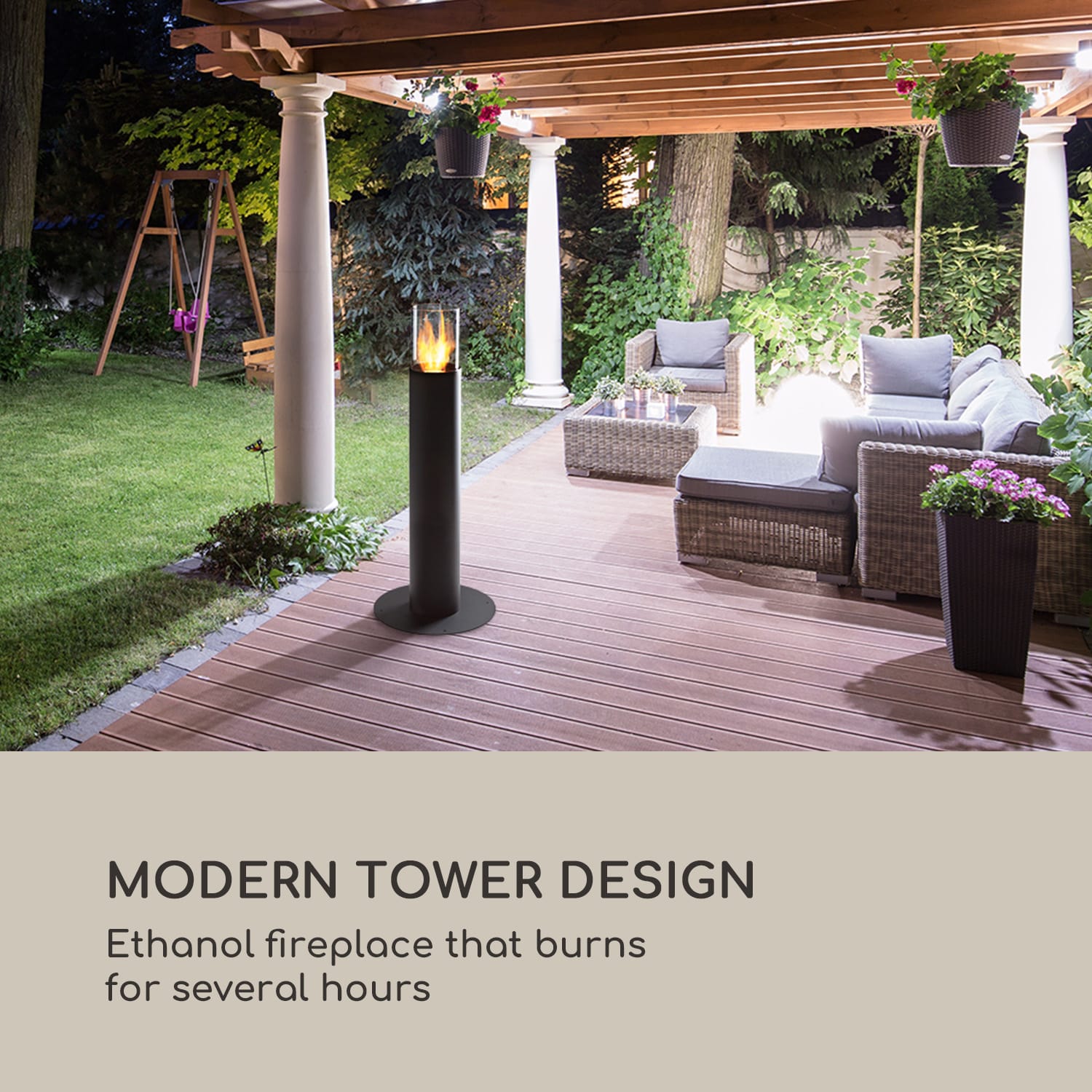 Blumfeldt Fiamme Pila, etanolový krb, horák z nehrdzavejúcej ocele, 0,5 litra, dĺžka horenia 4-5 h – Obrázok 2