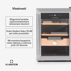 Klarstein El Presidente 37, humidor na cigary, 37 l, 2 zásuvky, 1 priehradka z cédrového dreva
