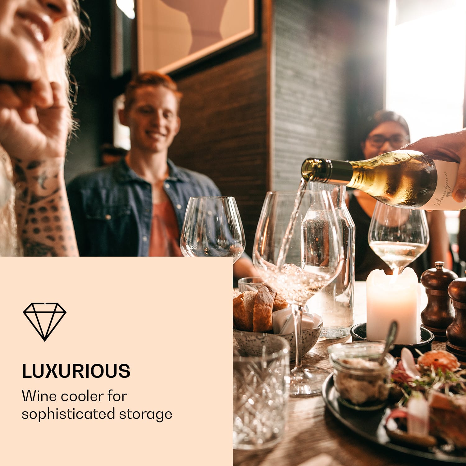 Klarstein Vinovilla 7 built-in Uno Onyx, vstavaná vinotéka, čierne sklo, nehrdzavejúca oceľ – Obrázok 2