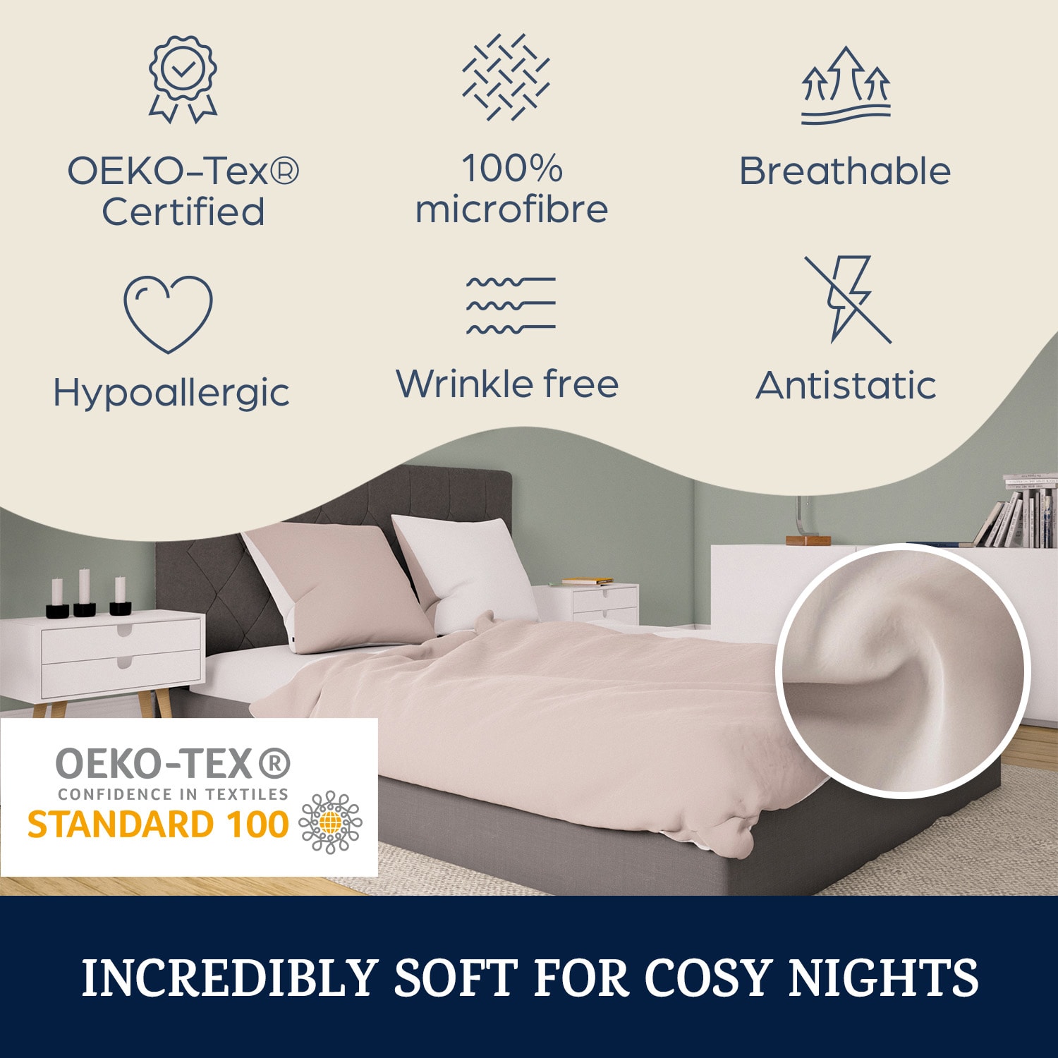 Sleepwise Soft Wonder-Edition, posteľná bielizeň, 155 x 200 cm, taupe/biela – Obrázok 2