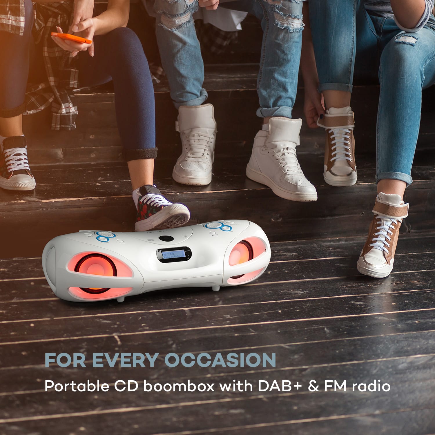 Auna Spacewoofer DAB Boombox, CD-prehrávač, DAB+, UKW, Bluetooth, diaľkové ovládanie, LED – Obrázok 2