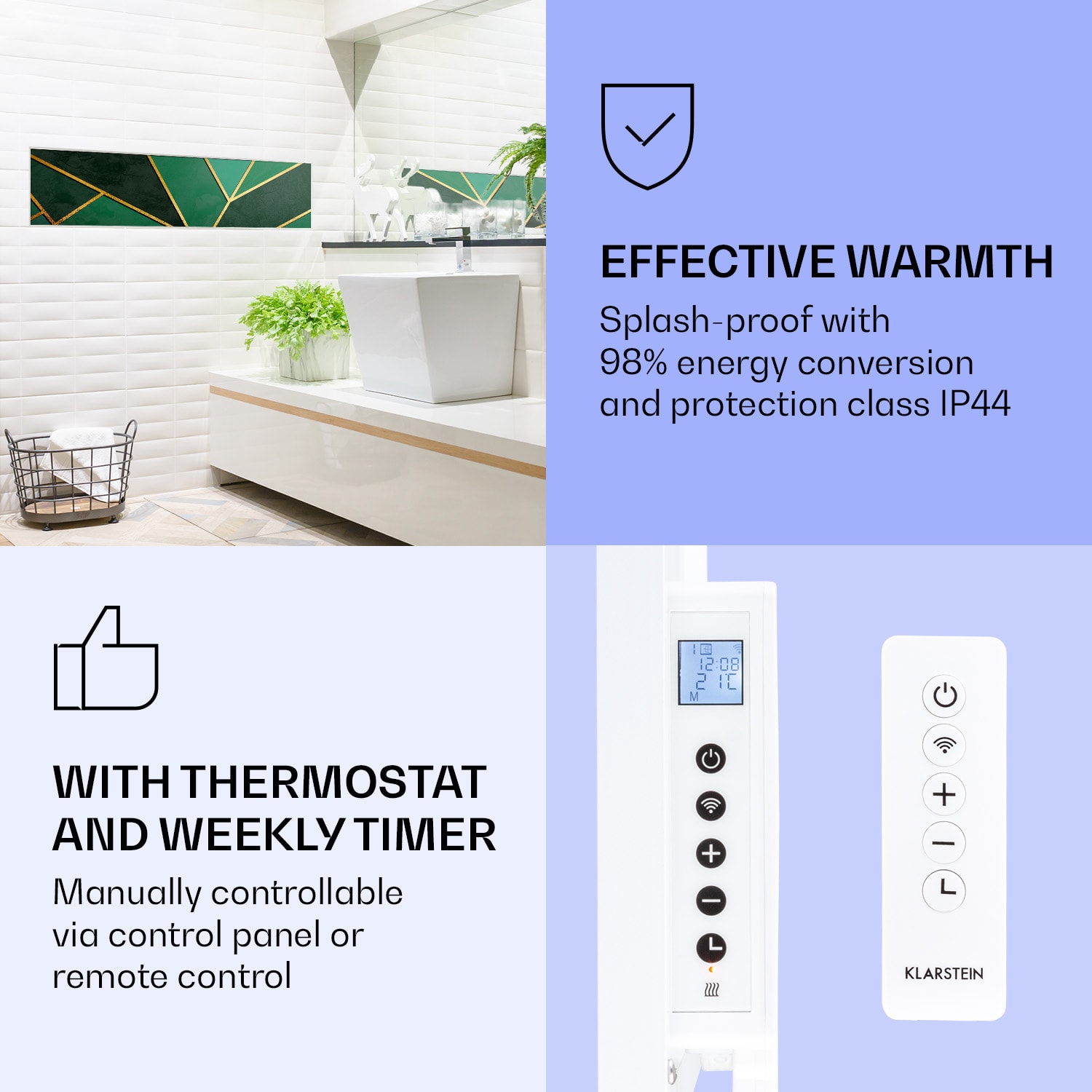 Klarstein Wonderwall Air Art Smart, infračervený ohrievač, 120 x 30 cm, 350 W, zelená čiara – Obrázok 4