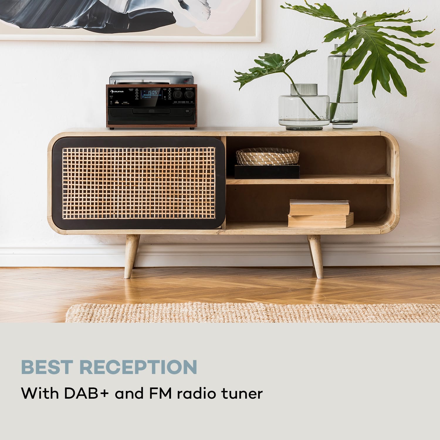 Auna Oakland DAB, retro stereo systém, DAB+/FM, BT funkcia, vinyl, CD, kazetový prehárvač – Obrázok 2