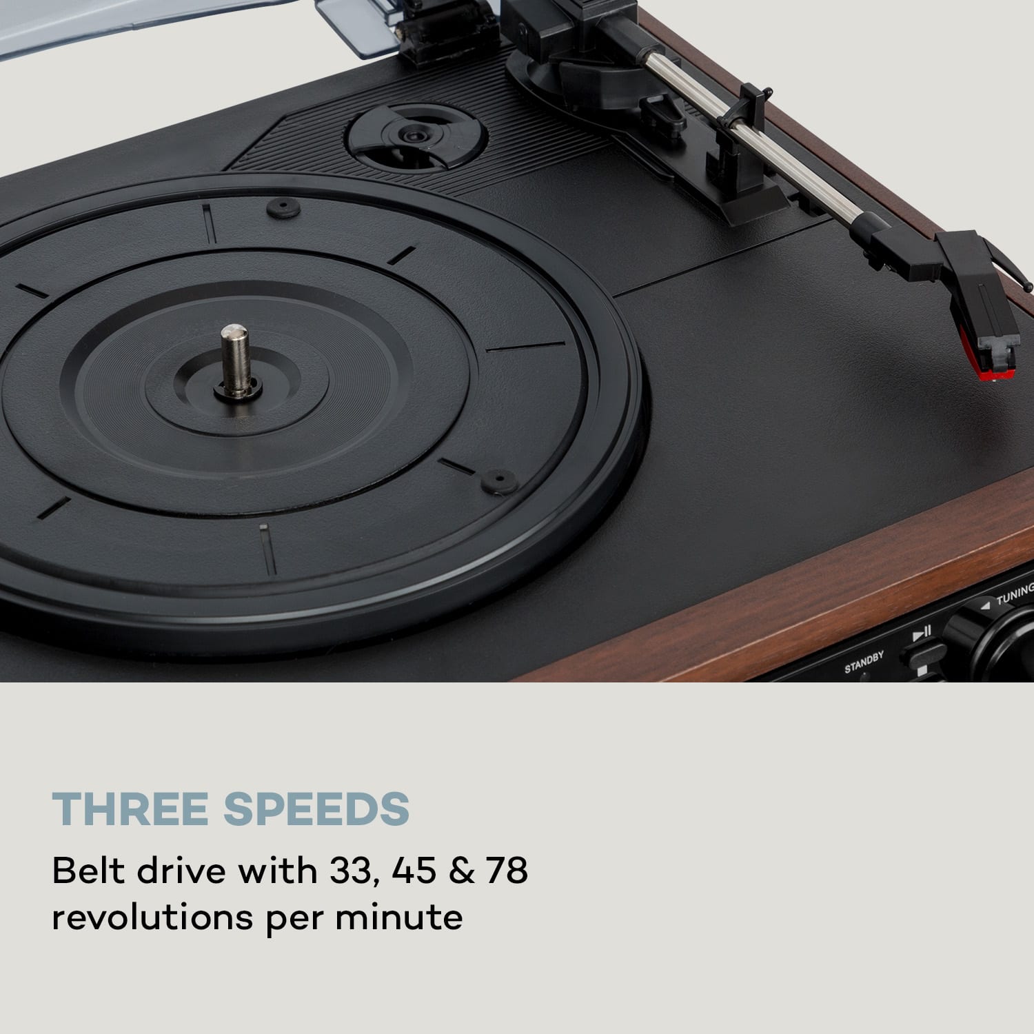 Auna Oakland DAB, retro stereo systém, DAB+/FM, BT funkcia, vinyl, CD, kazetový prehárvač – Obrázok 3