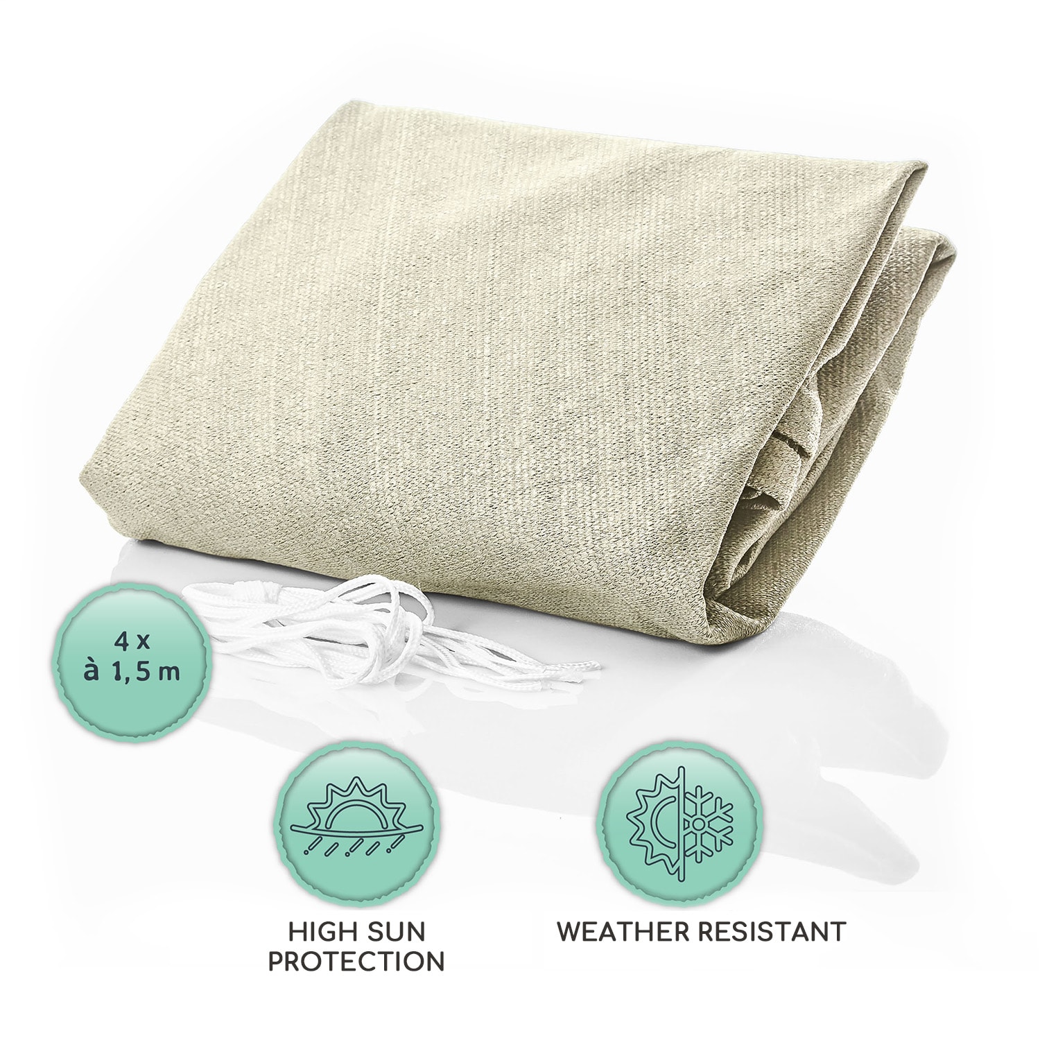 Blumfeldt Obdĺžniková slnečná clona, 2 x 4 m, s upevňovacími okami, polyester, priedušná – Obrázok 5