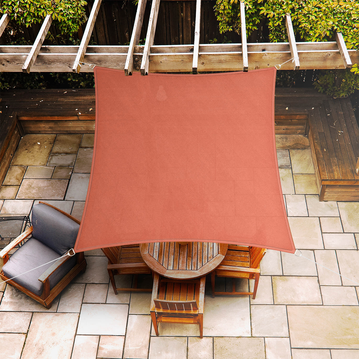 Blumfeldt Štvorcová slnečná clona, 3 x 3 m, polyester, priedušná – Obrázok 2