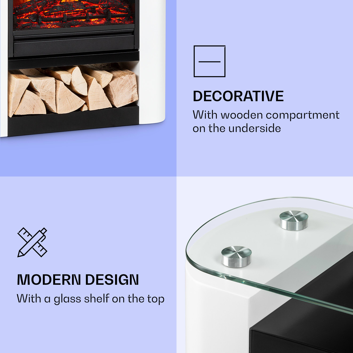 Klarstein Studio 5 Arc, elektrický krb, 1800 W, LED plamene, ventilátor, diaľkové ovládanie – Obrázok 5