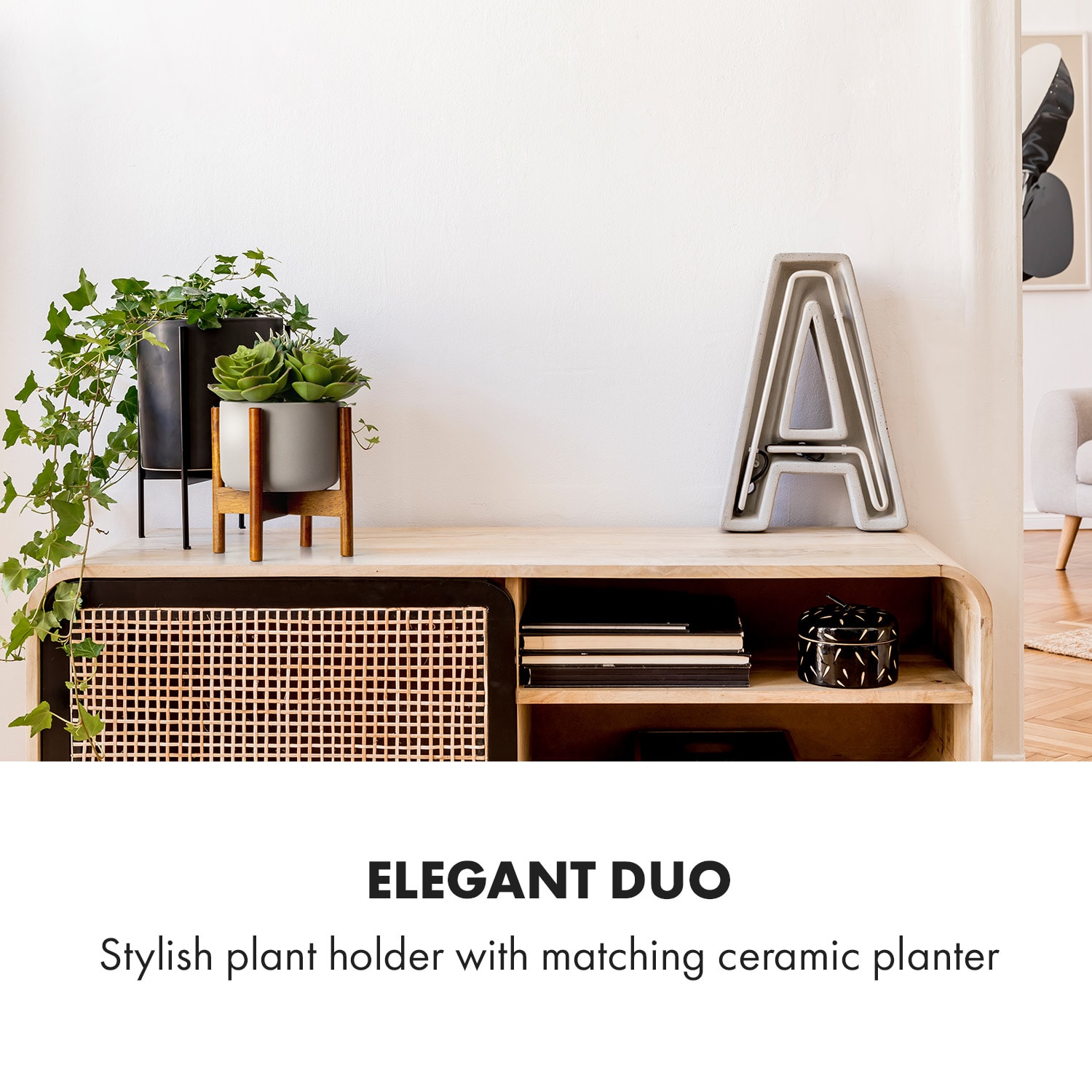 Fox & Fern Thorn, kvetináč, so stojanom, štýl 50. rokov, 2 veľkosti – Obrázok 2