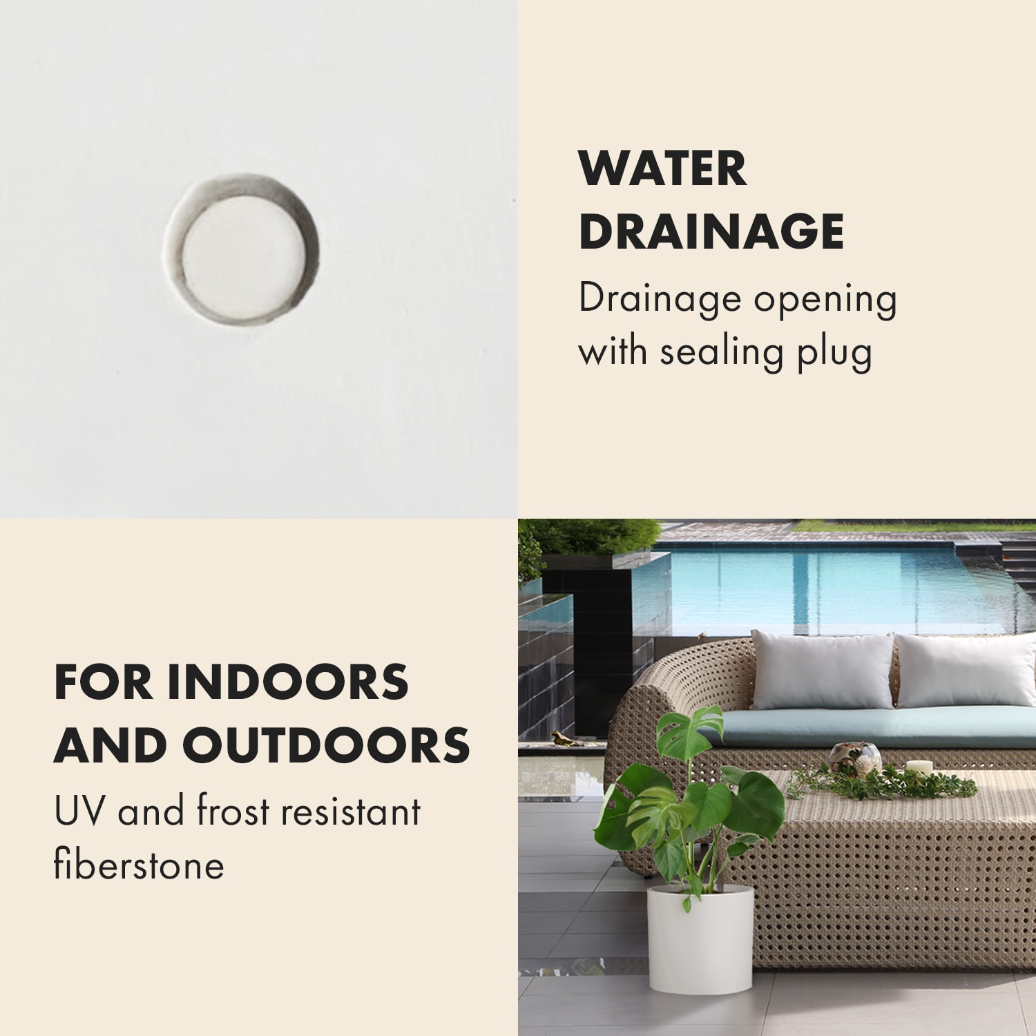 Fox & Fern Gendt, kvetináč, fiberstone, interiér/exteriér – Obrázok 4