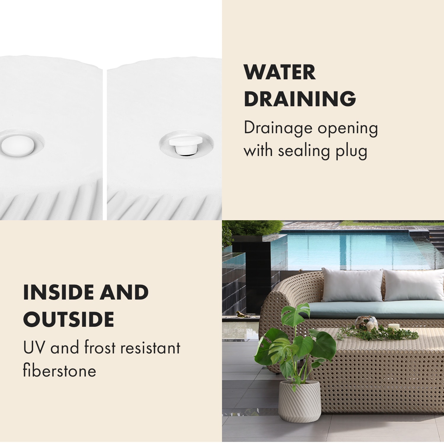 Fox & Fern Heusden, kvetináč, Polystone, vhodný pre rastliny, ručná výroba – Obrázok 4