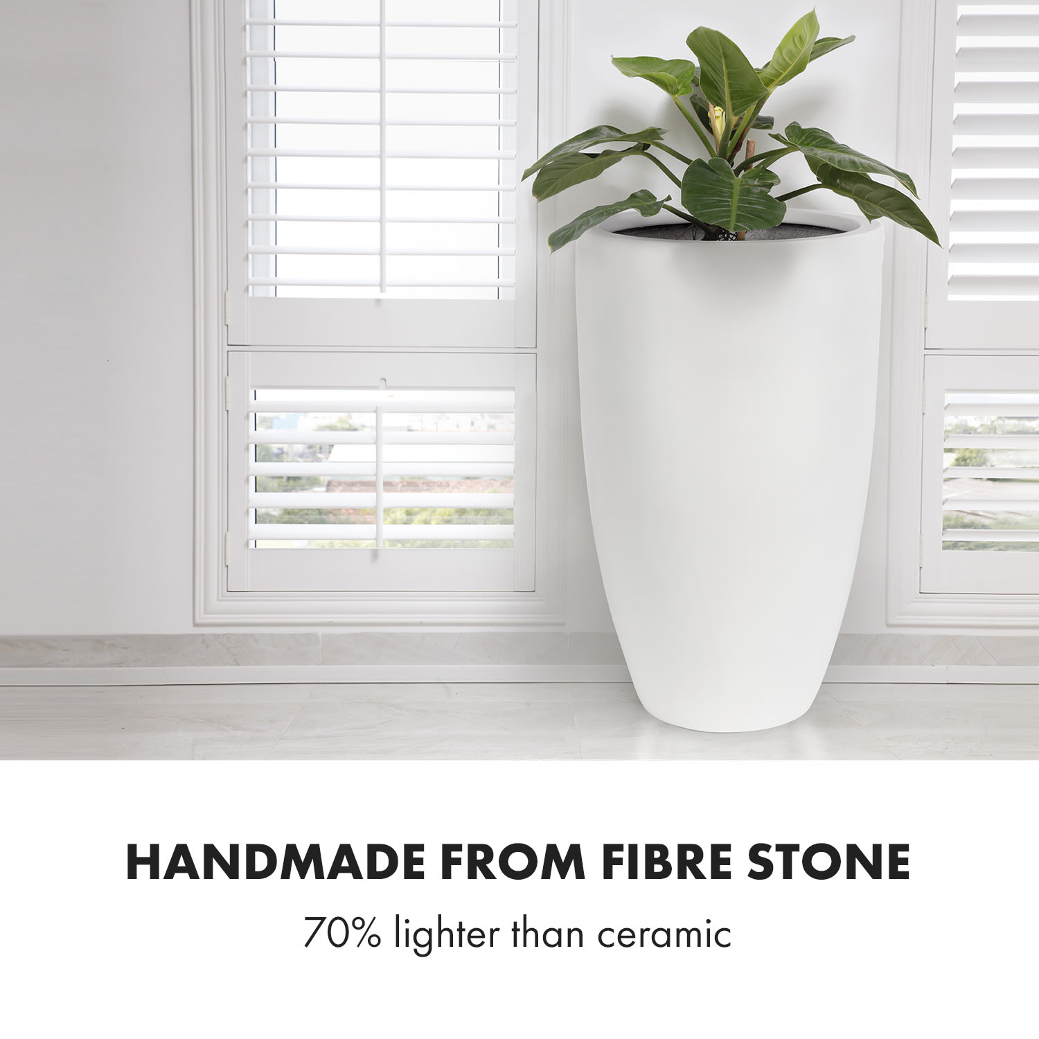 Fox & Fern Almere Kvetináč Fibre Stone ideálny pre rastliny, ručne vyrobený, kužeľovitý – Obrázok 4