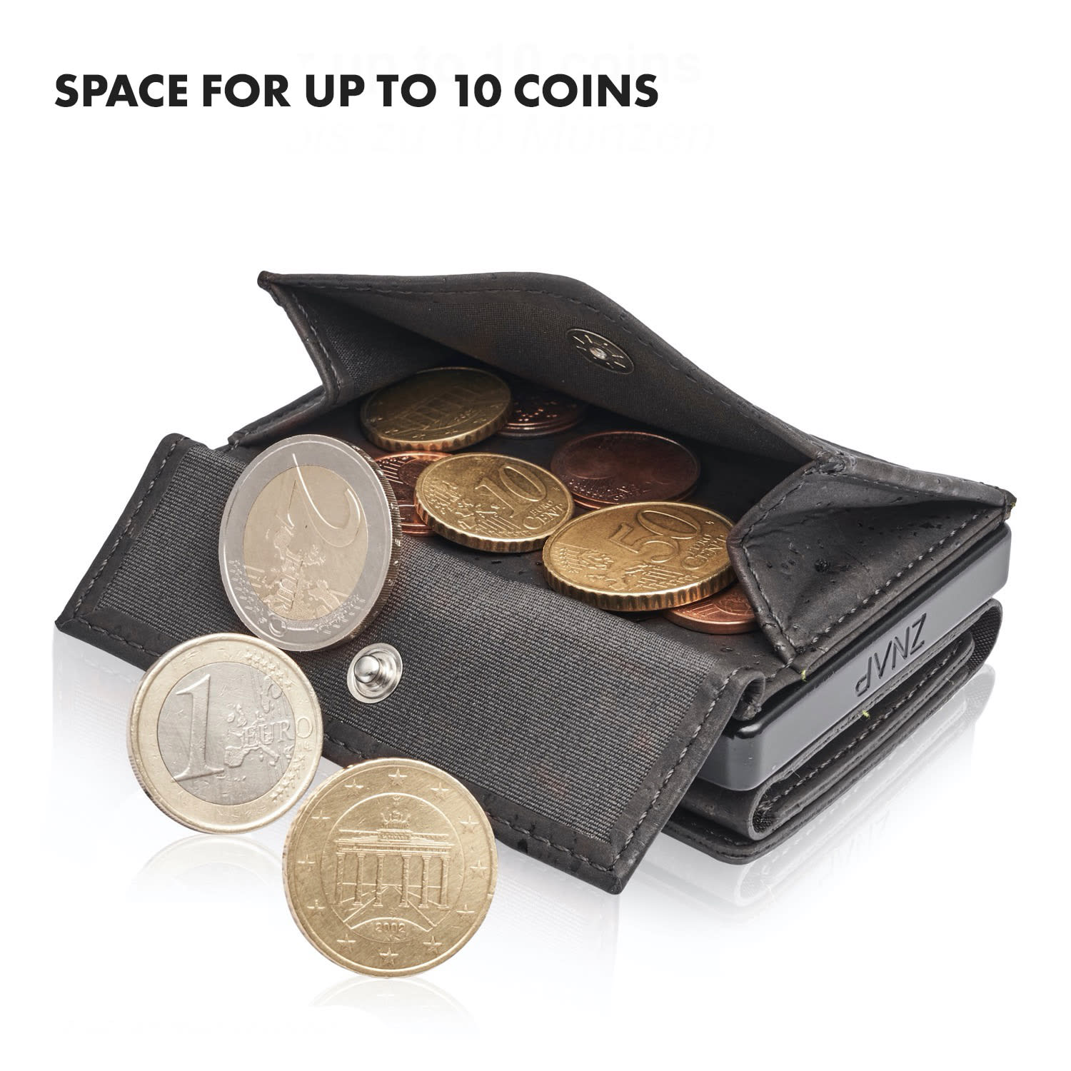 Slimpuro Coin Pocket s ochrannou kartou RFID pre ZNAP Slim Wallets 8 a 12, spínací gombík – Obrázok 4