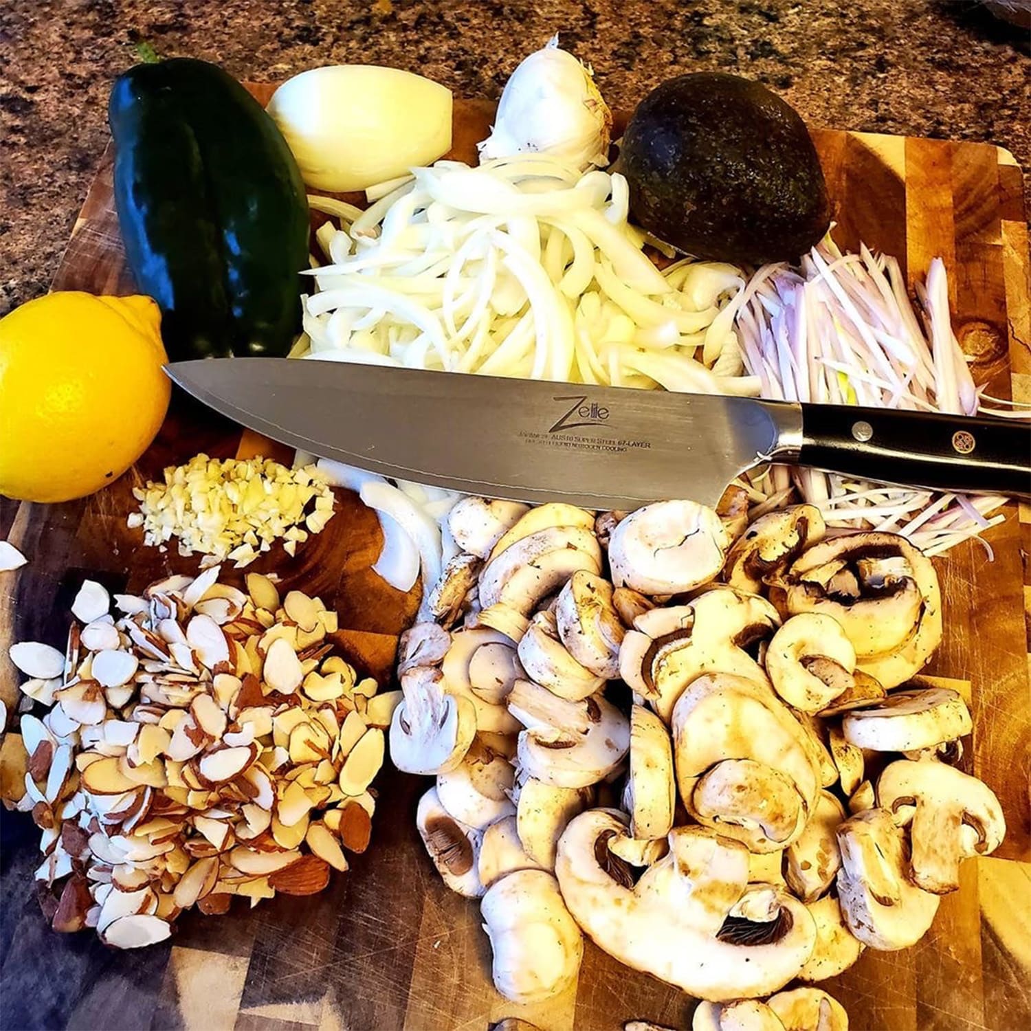 Zelite Infinity by Klarstein Alpha-Royal Japanese Series, 8" nôž šéfkuchára, damašková oceľ – Obrázok 4