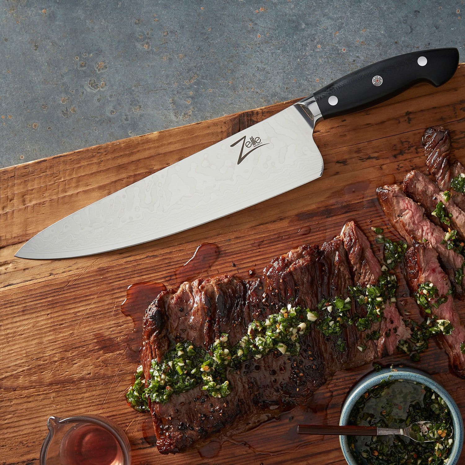 Zelite Infinity by Klarstein Executive-Plus, 10" kuchársky nôž, 61 HRC, damašková oceľ – Obrázok 3