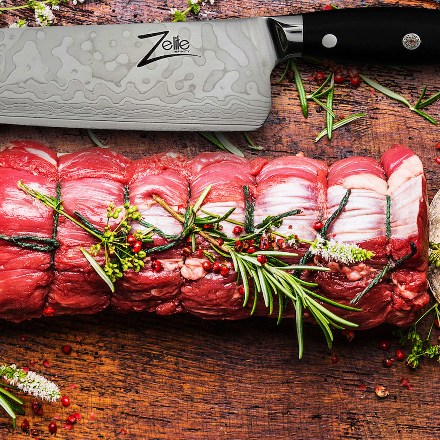 Zelite Infinity by Klarstein Executive-Plus, 10" kuchársky nôž, 61 HRC, damašková oceľ – Obrázok 4