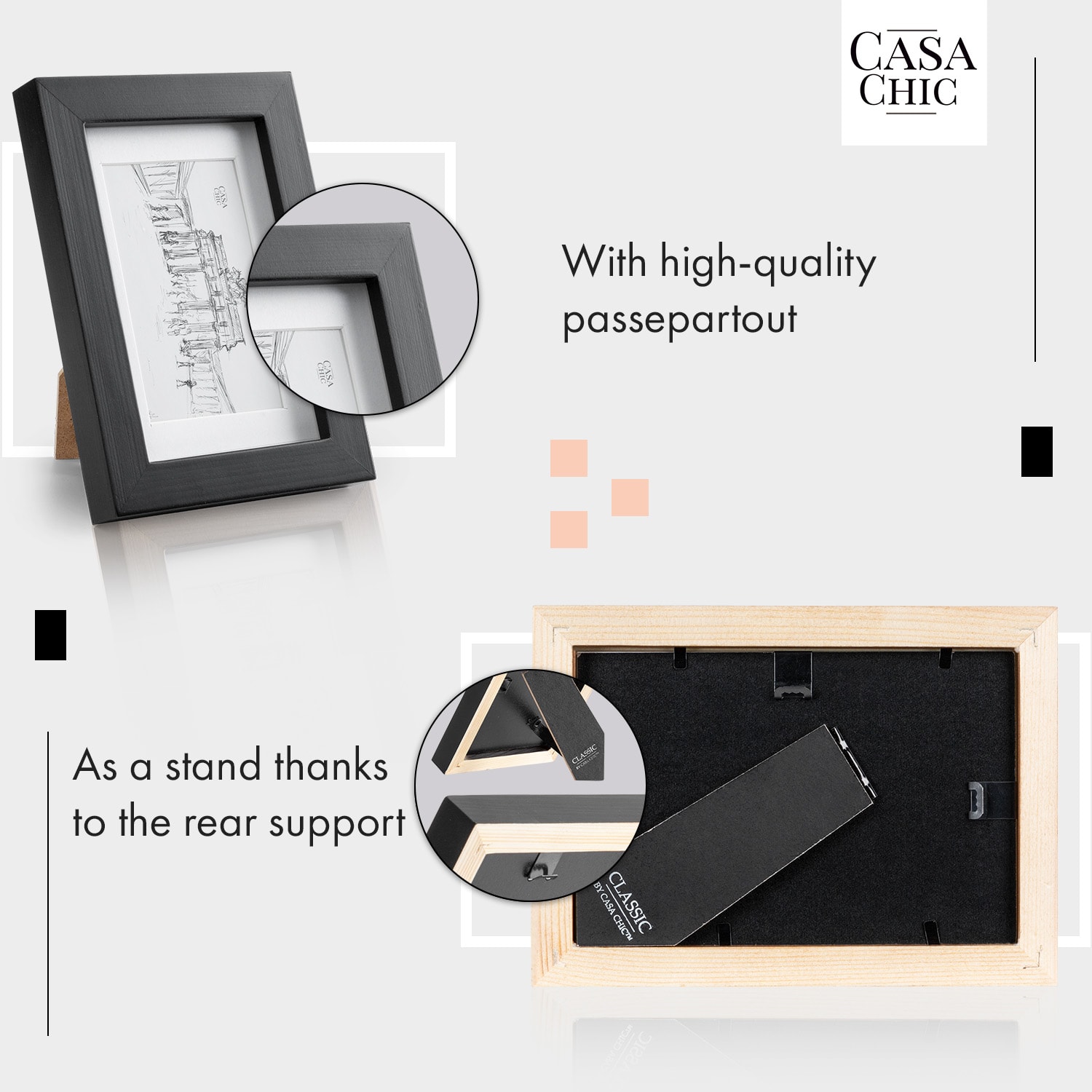 Casa Chic Brighton rám obrazu sklenená tabuľa 10 x 15 cm s paspartou z pravého dreva – Obrázok 4