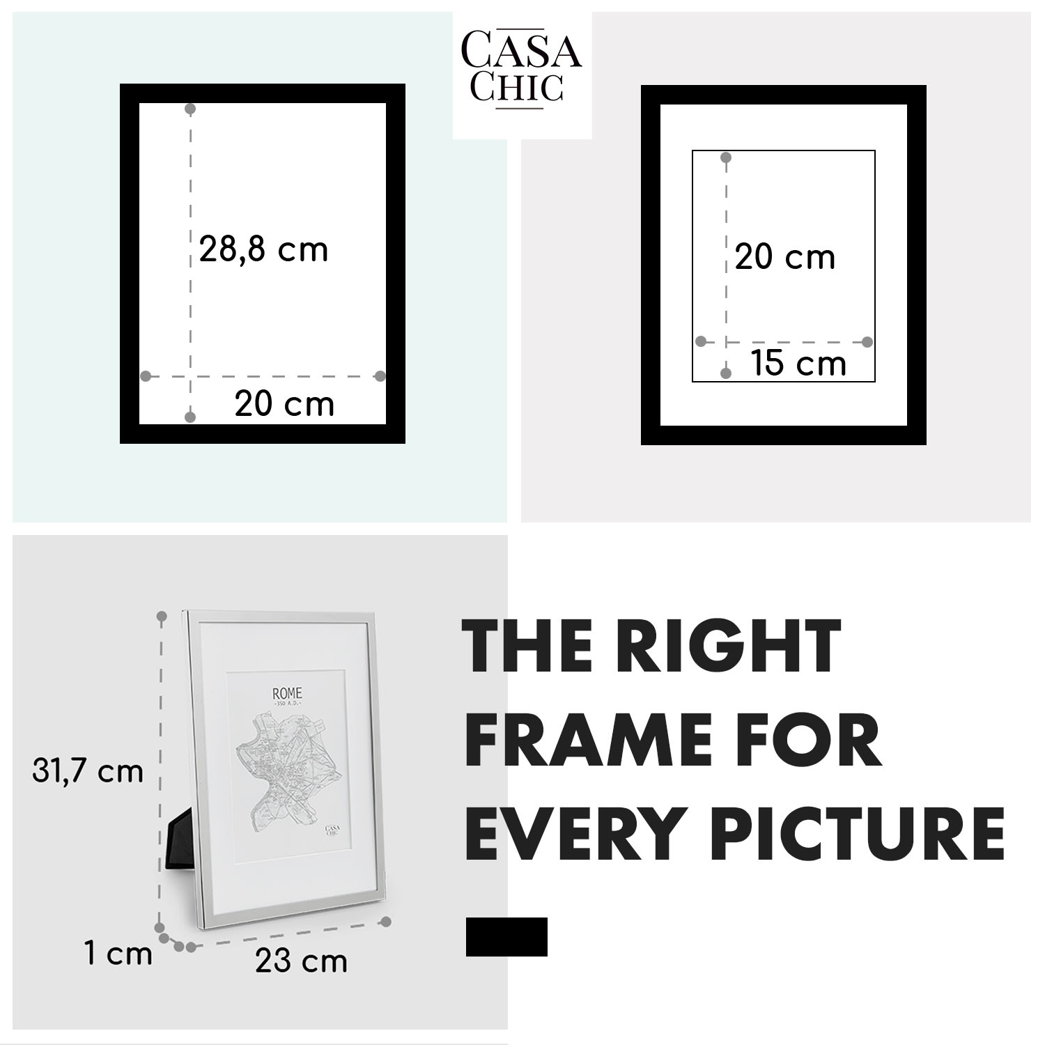 Casa Chic Berwick, rám na obrázky, obdĺžnikový, fotky DIN A4, pasparta, sklo – Obrázok 5