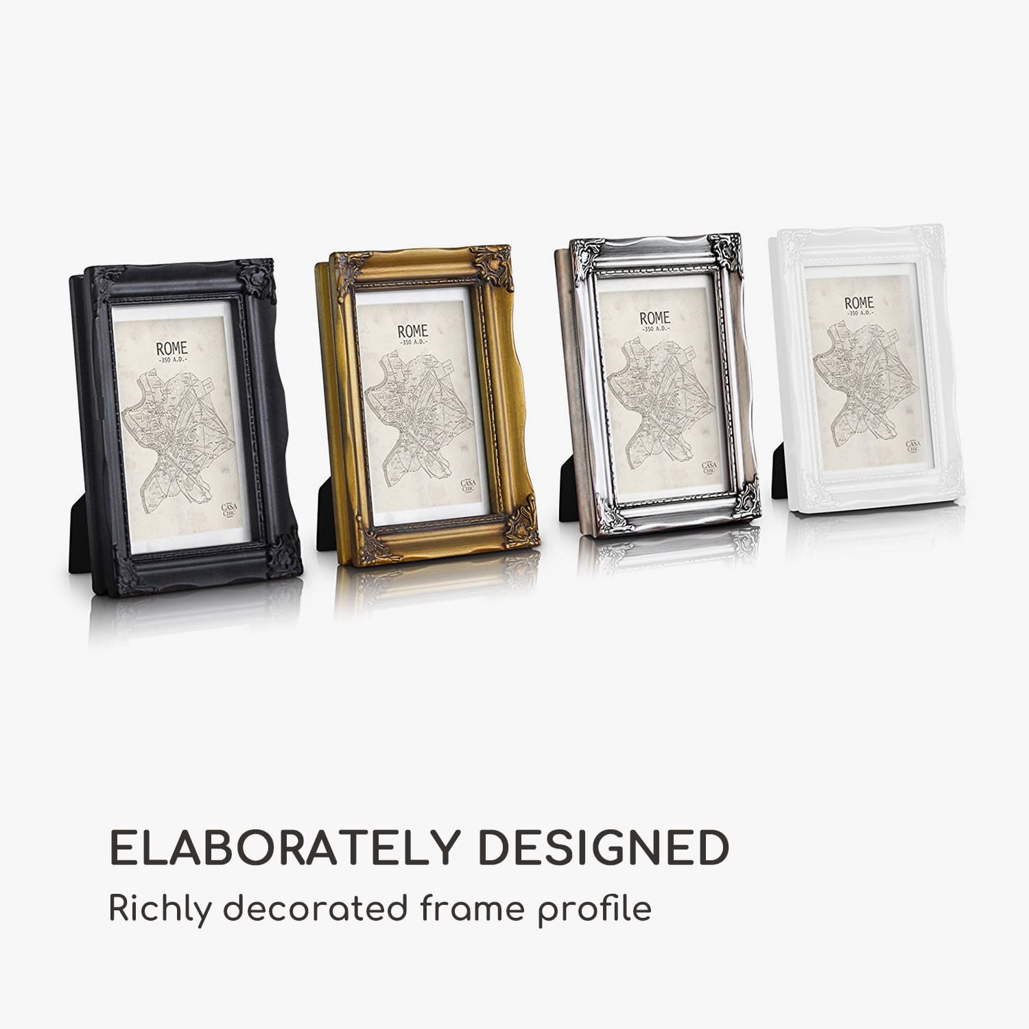 Casa Chic Regent, obrazový rám, obdĺžnikový, 17 × 12 cm fotky, pasparta, sklo, rokoko – Obrázok 4