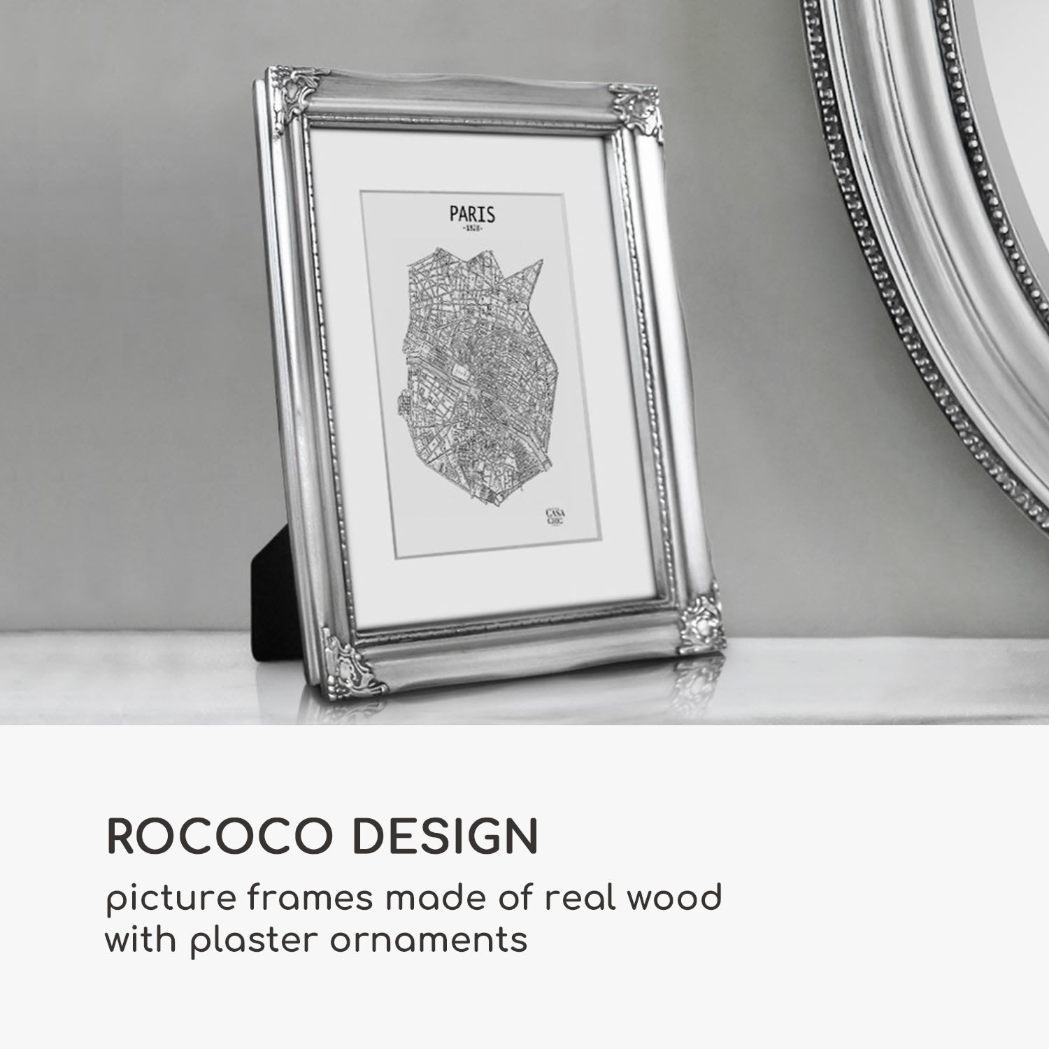 Casa Chic Regent, obrazový rám, obdĺžnikový, 25 × 20 cm fotky, pasparta, sklo, rokoko – Obrázok 2