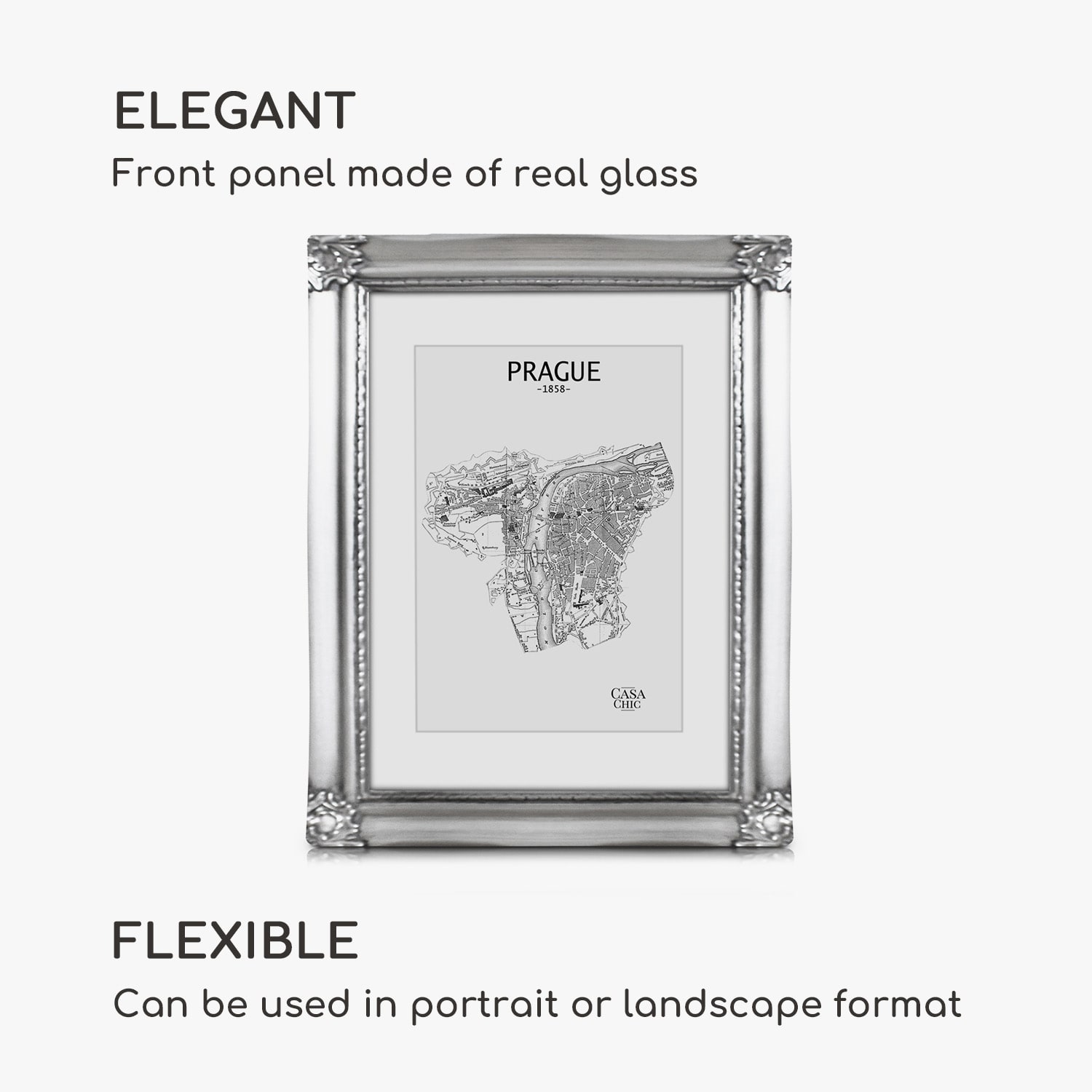 Casa Chic Regent, obrazový rám, obdĺžnikový, 25 × 20 cm fotky, pasparta, sklo, rokoko – Obrázok 3