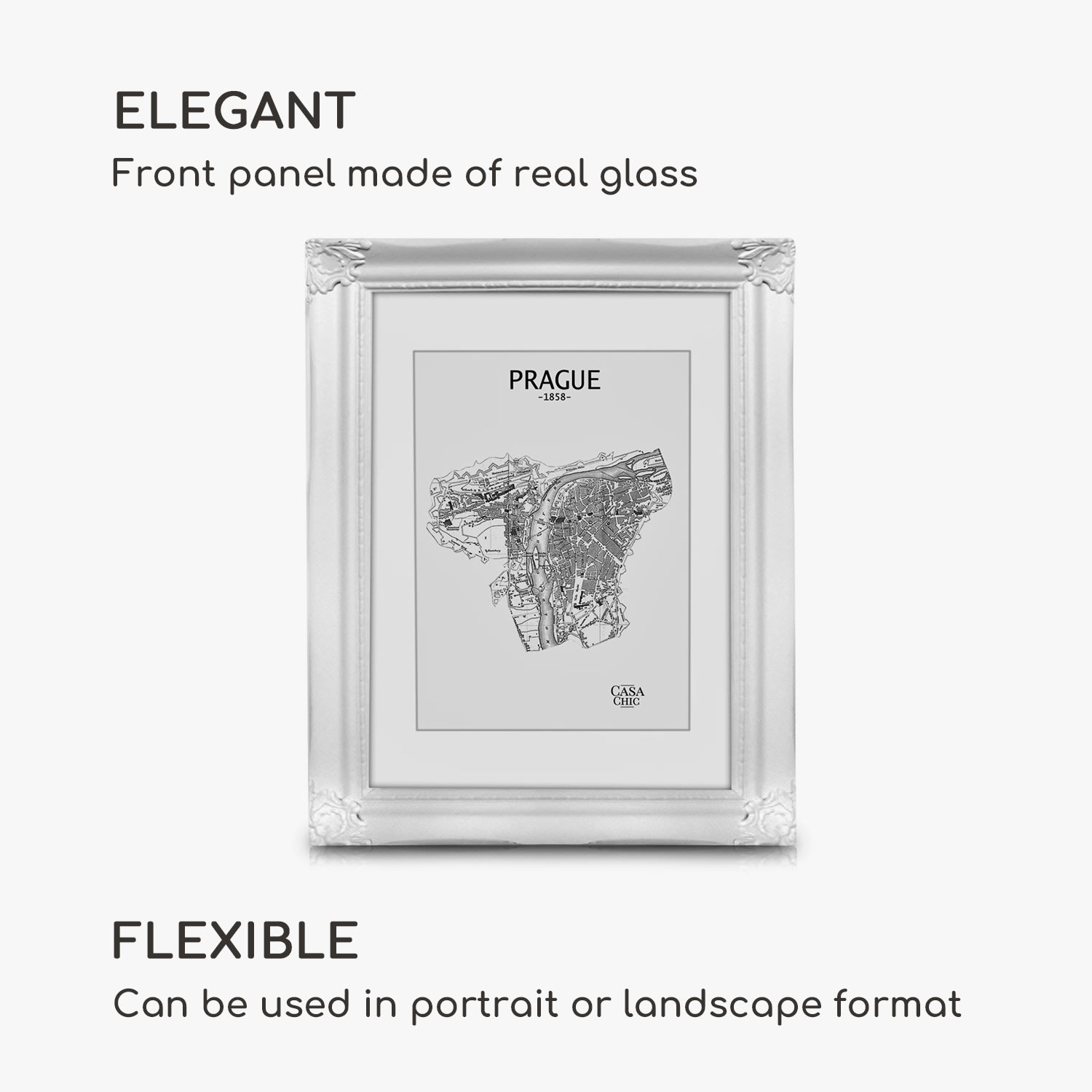 Casa Chic Regent, obrazový rám, obdĺžnikový, 25 × 20 cm fotky, pasparta, sklo, rokoko – Obrázok 3
