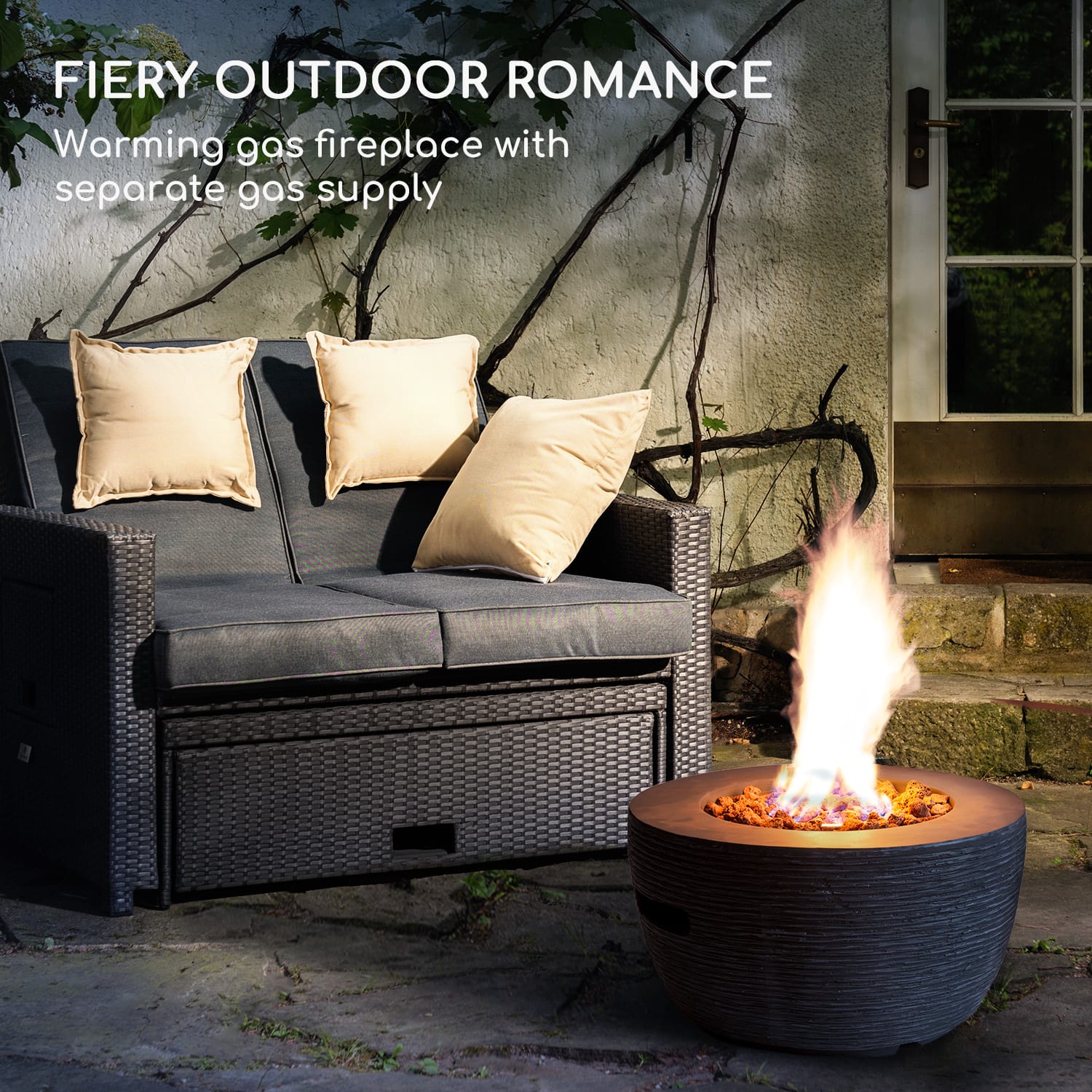 Blumfeldt Vitina, plynové ohnisko, 40.000 BTU/13kW, kryt, horák z nehrdzavejúcej ocele – Obrázok 2