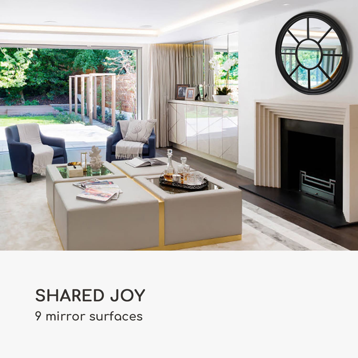 Casa Chic Leeds Nástenné zrkadlo s okrúhlym rámom z pravého dreva Ø 90 cm – Obrázok 3