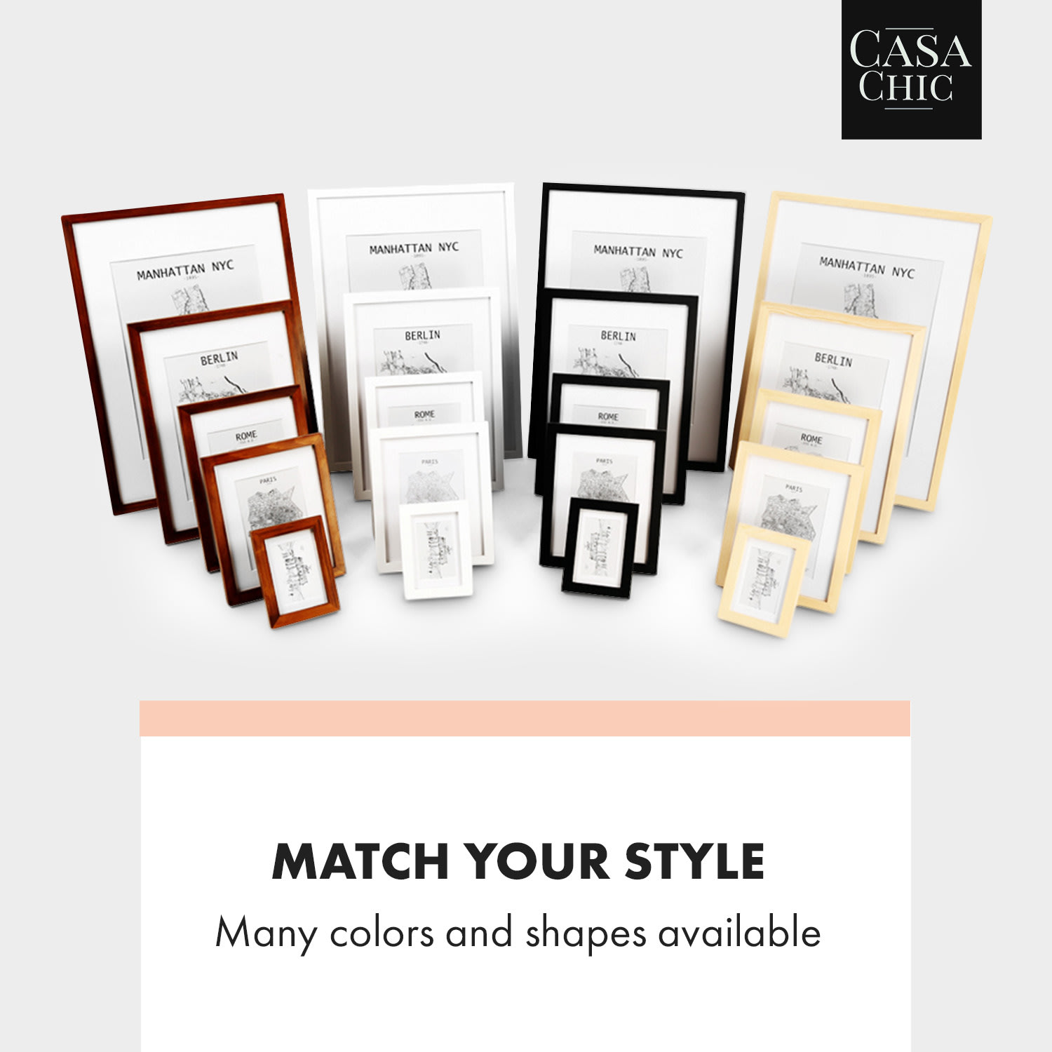 Casa Chic Cannon, rám na obrázky, štvorcový, fotky 20 x 20 cm, pasparta, pravé drevo – Obrázok 2