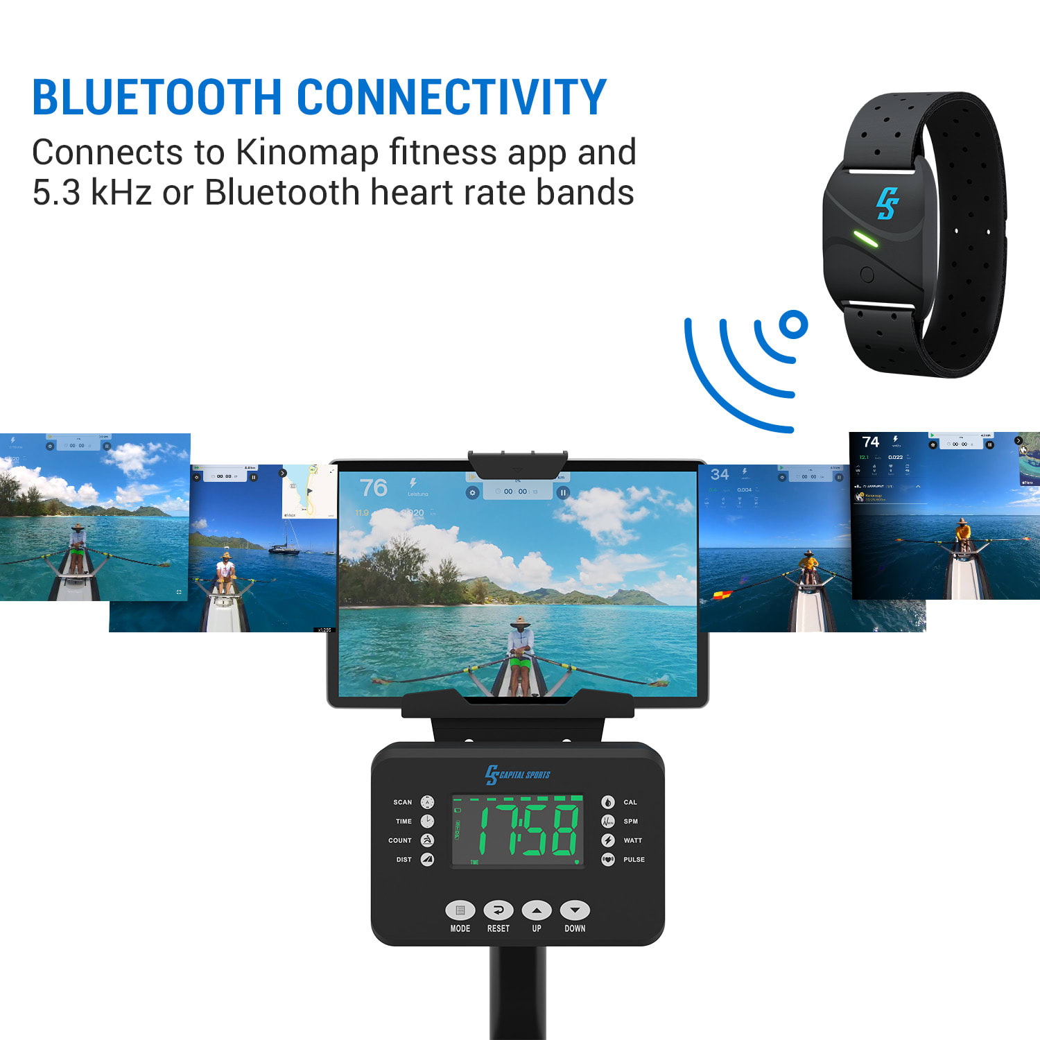 Capital Sports Helios, magnetický veslovací trenažér, LED displej, 8 úrovní, hliník – Obrázok 4