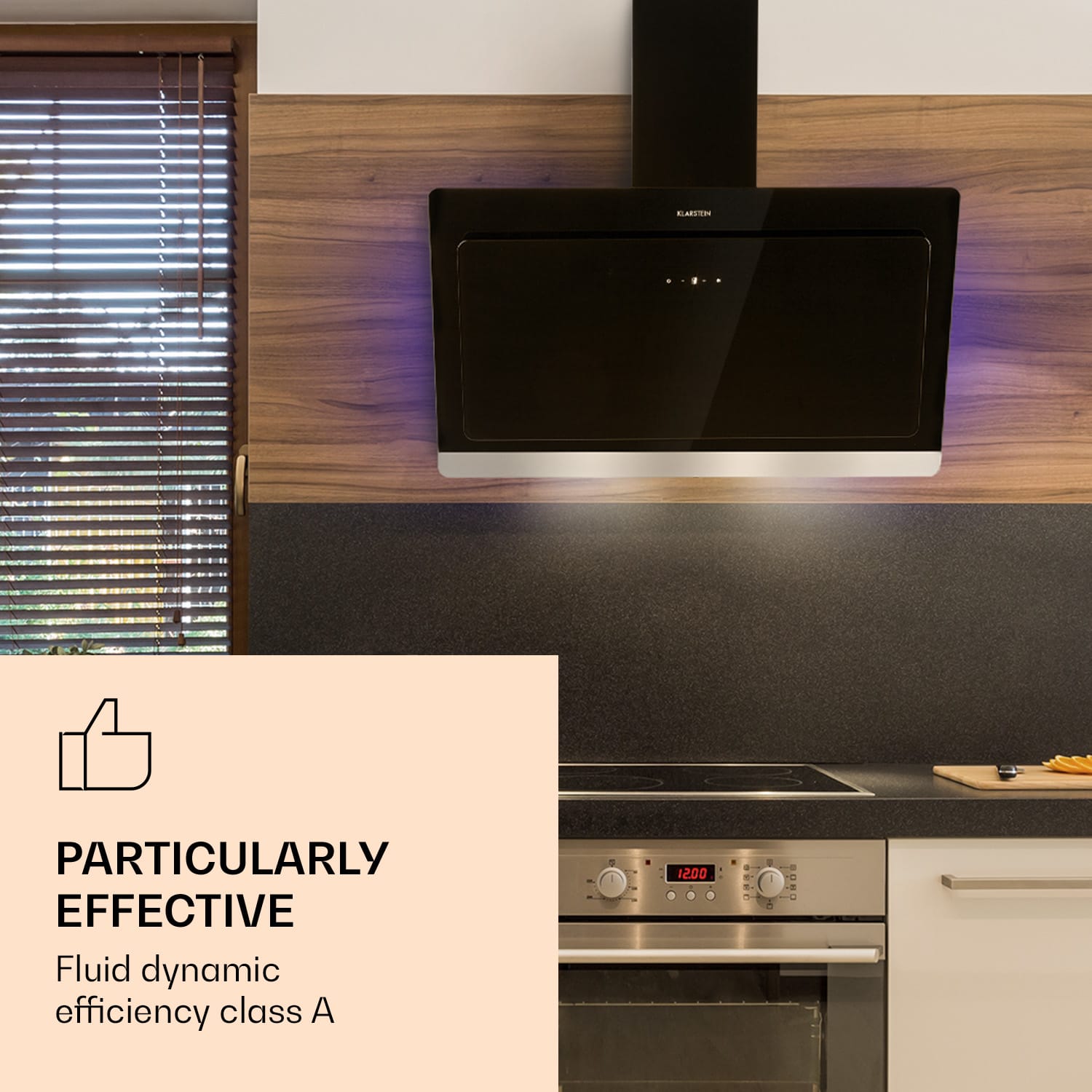 Klarstein Aurora Eco 90, digestor, 90 cm, nástenný, 550 m³/h, A+, dotykové ovládanie, čierny – Obrázok 2