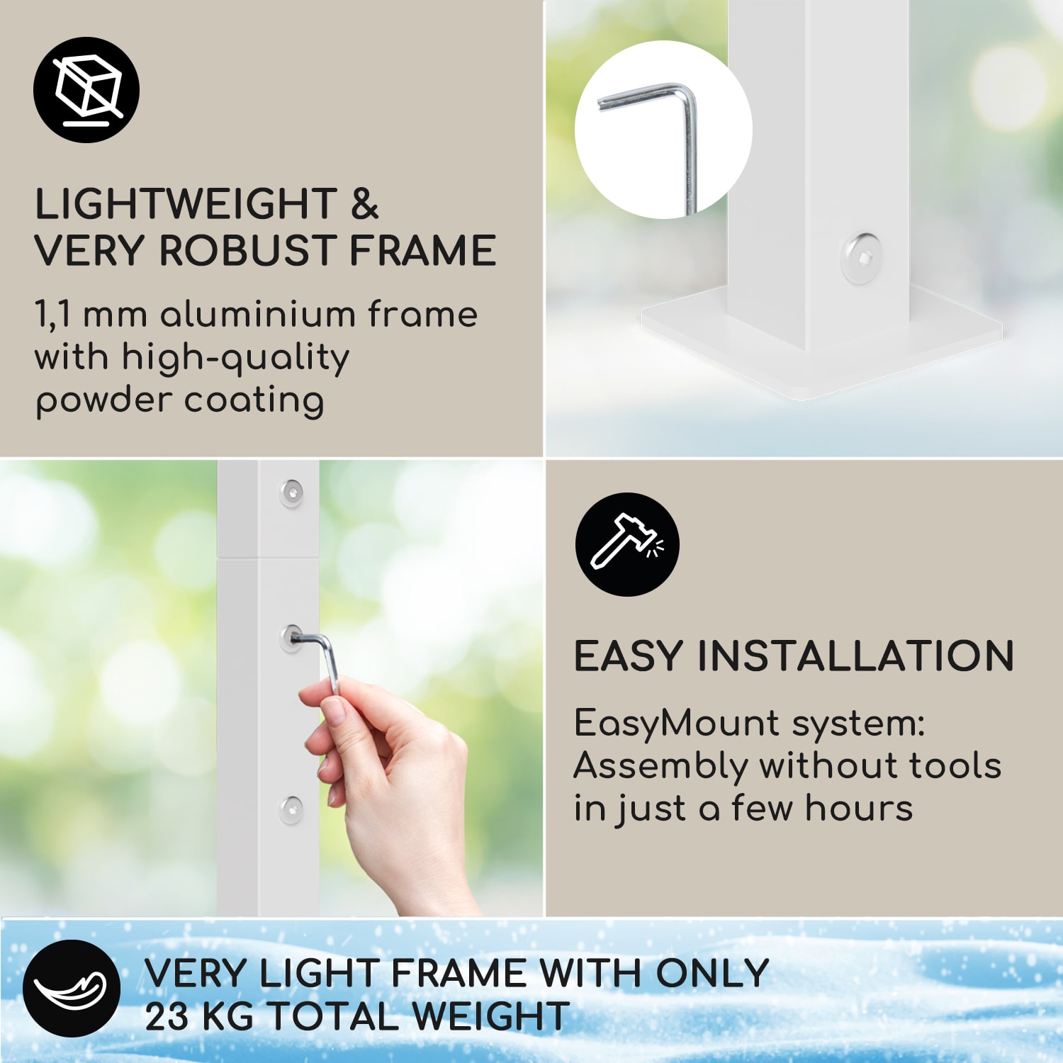 Blumfeldt La Rochelle Gazebo, šikmá pergola, hliníkový rám, UV 50+, polyesterová tkanina – Obrázok 3