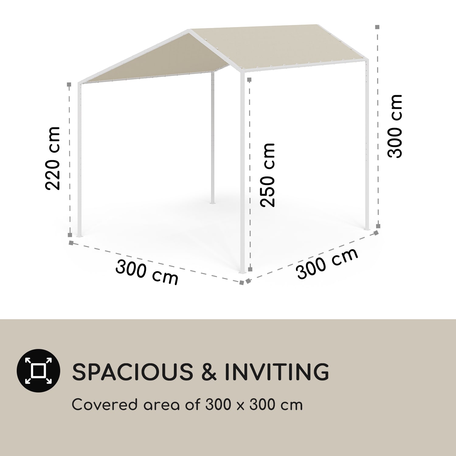 Blumfeldt La Rochelle Gazebo, šikmá pergola, hliníkový rám, UV 50+, polyesterová tkanina – Obrázok 4