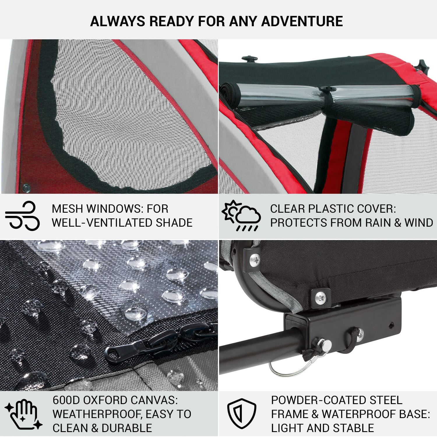 KLARFIT Husky Príves pre psov na bicykel cca 250L 600D Oxford Canvas – Obrázok 5