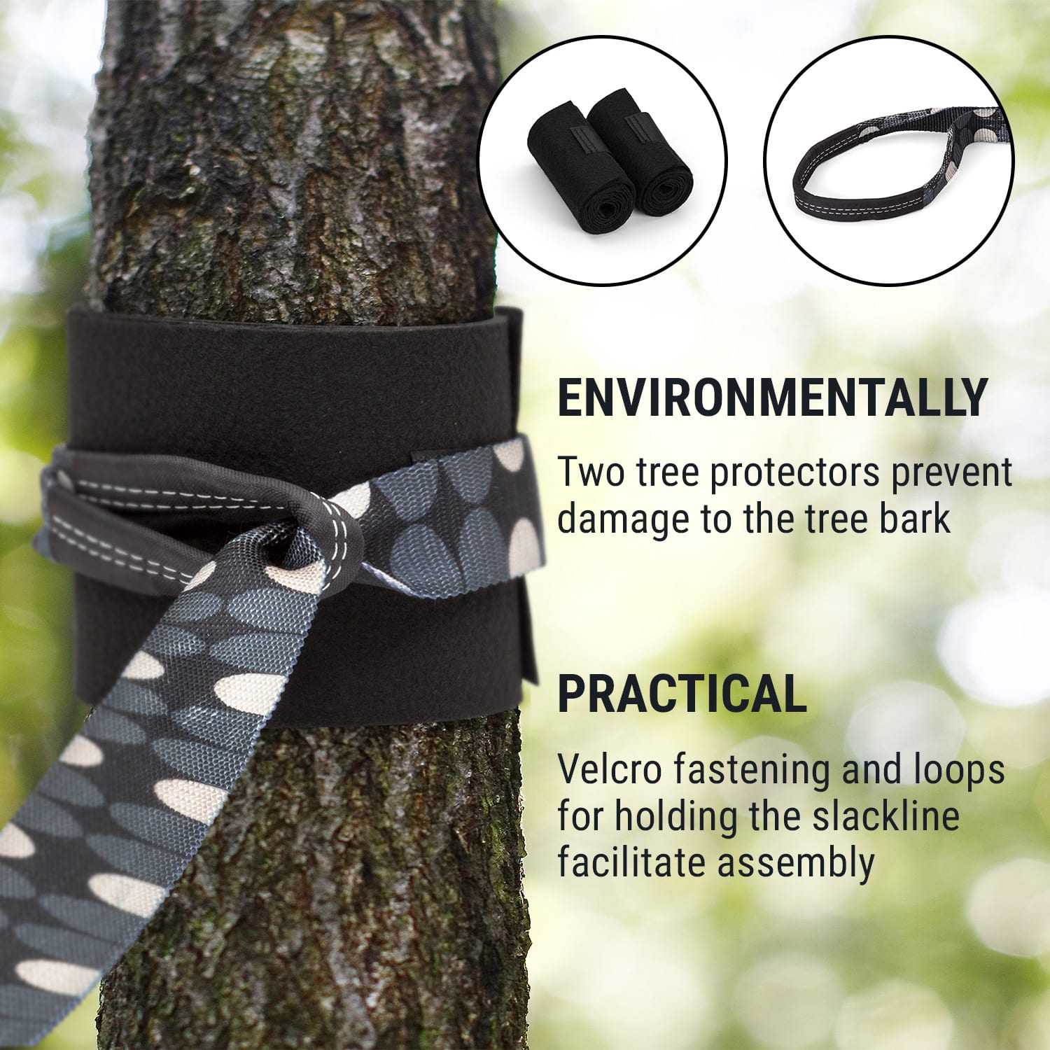 KLARFIT Antero Slackline, 15 m x 5 cm, 2,5 m račňové lano, 2 x chrániče stromu, vrátane pomocnej slackline a tašky na prenášanie – Obrázok 3