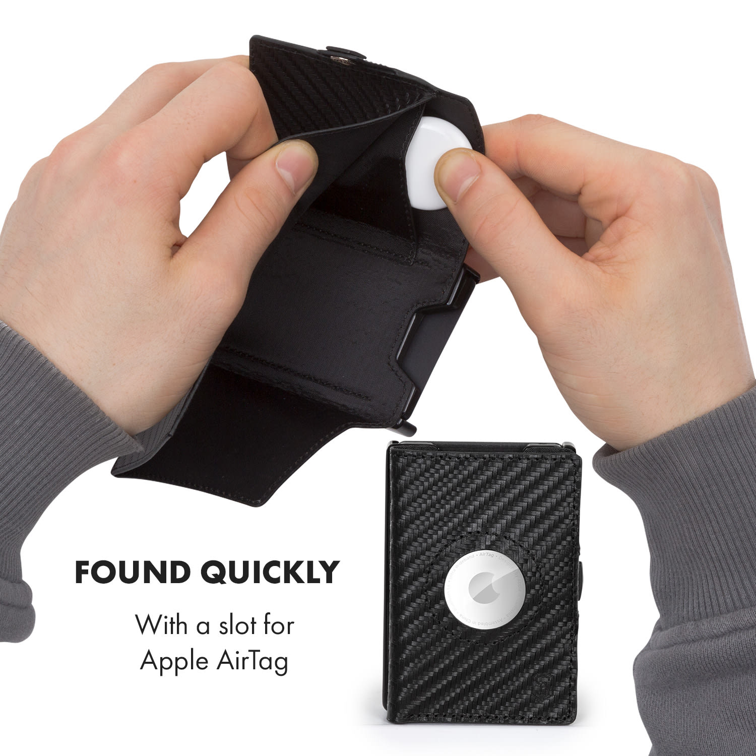 Slimpuro ZNAP Airtag Wallet, 8 kariet, priehradka na mince, 8,9 x 1,5 x 6,3 cm (Š x V x H), ochrana RFID – Obrázok 2