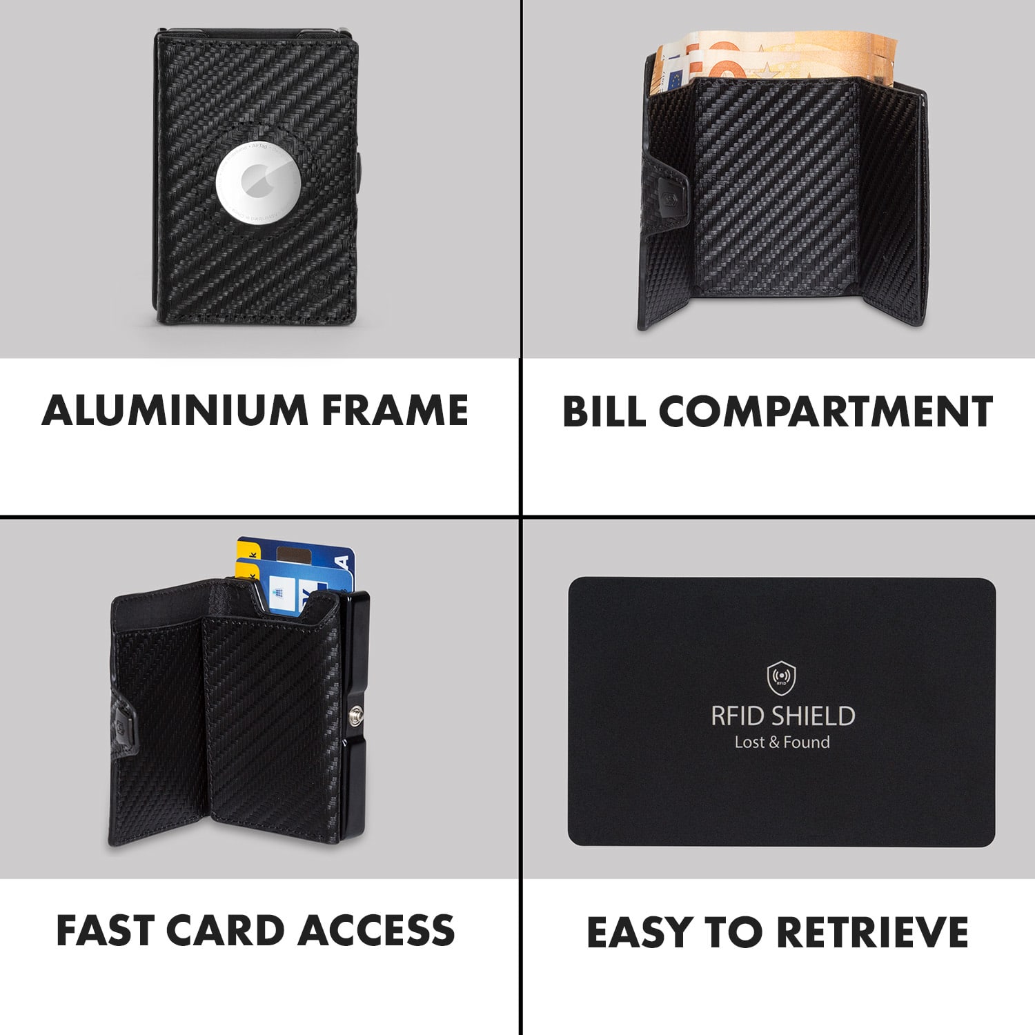 Slimpuro ZNAP Airtag Wallet, 8 kariet, priehradka na mince, 8,9 x 1,5 x 6,3 cm (Š x V x H), ochrana RFID – Obrázok 3