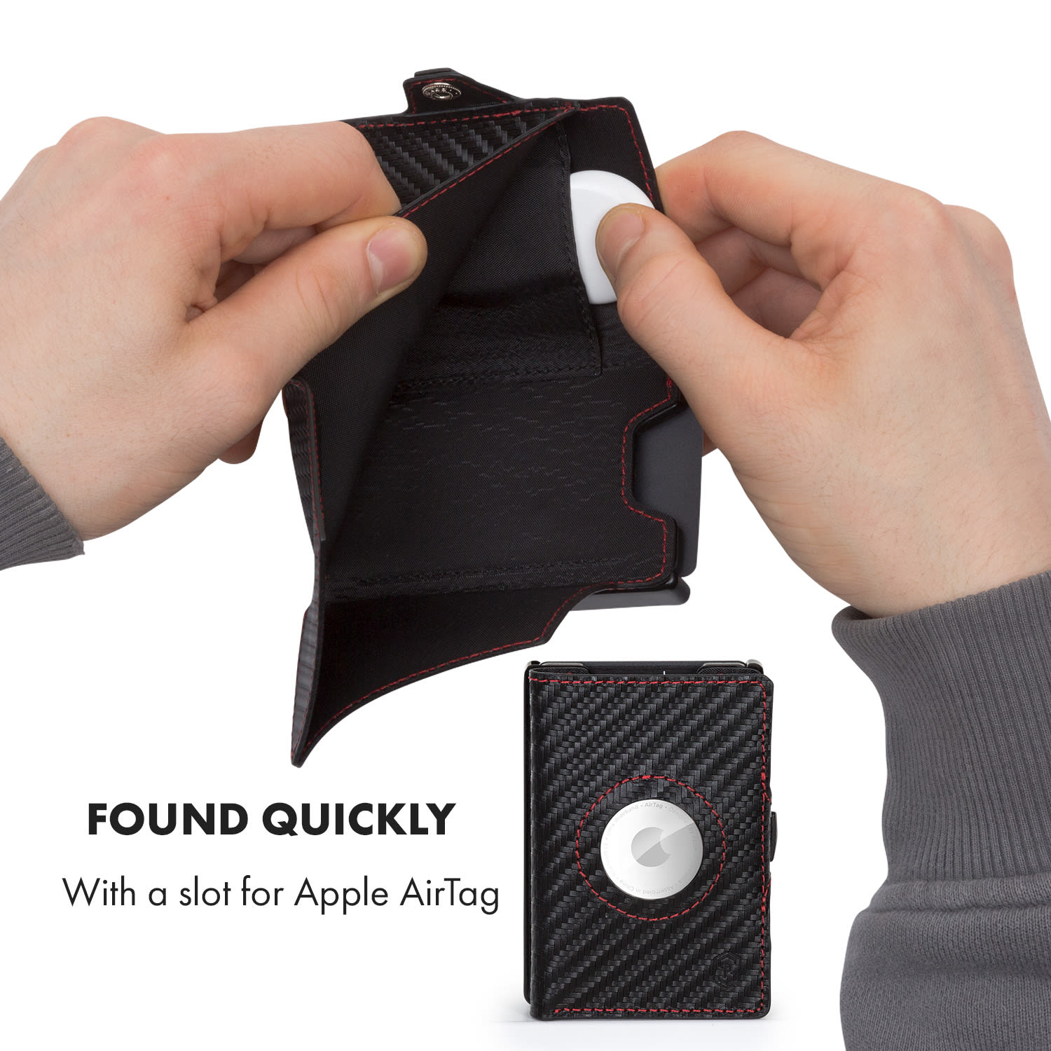 Slimpuro ZNAP Airtag Wallet, 8 kariet, priehradka na mince, 8,9 x 1,5 x 6,3 cm (Š x V x H), ochrana RFID – Obrázok 2