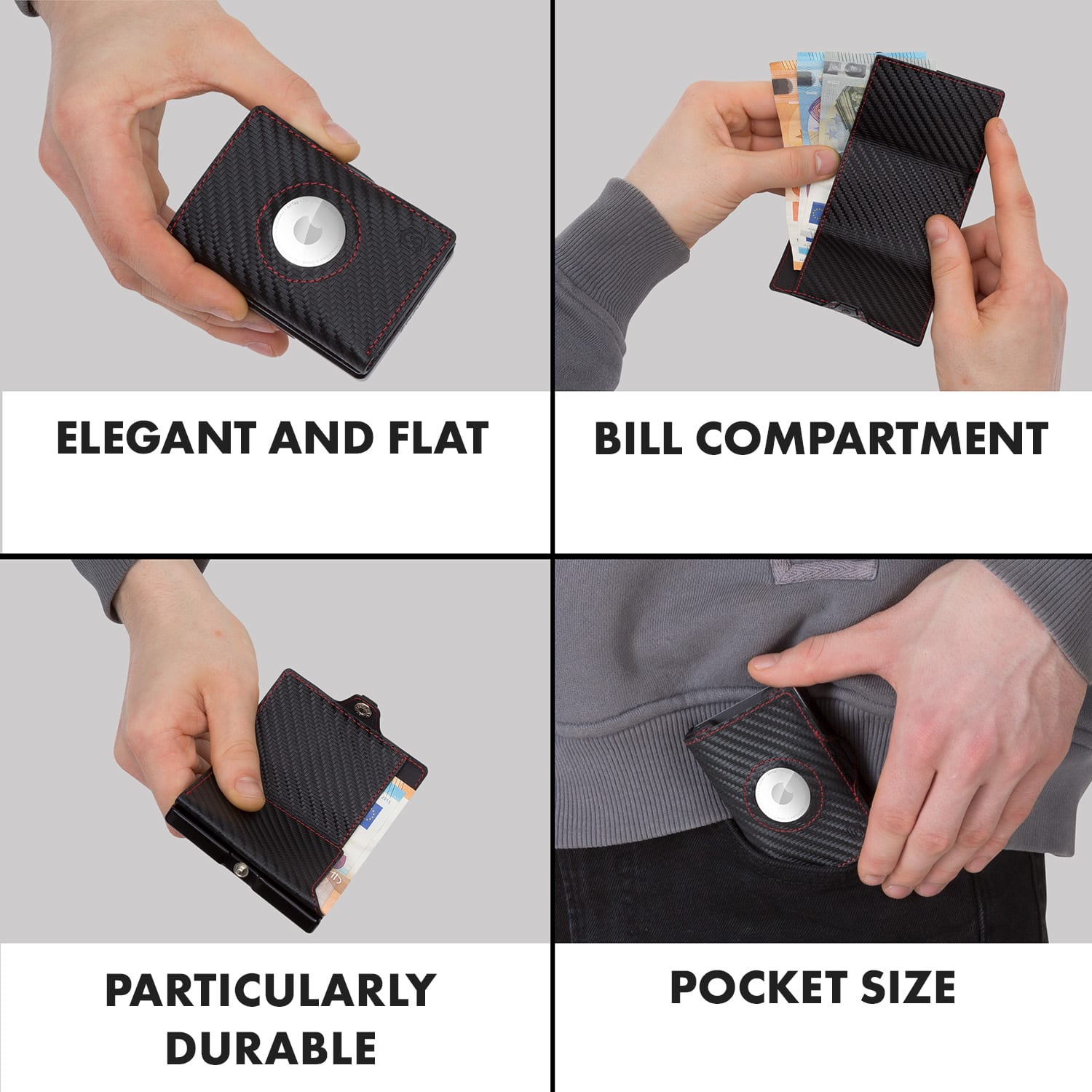 Slimpuro ZNAP Airtag Wallet, 8 kariet, priehradka na mince, 8,9 x 1,5 x 6,3 cm (Š x V x H), ochrana RFID – Obrázok 5