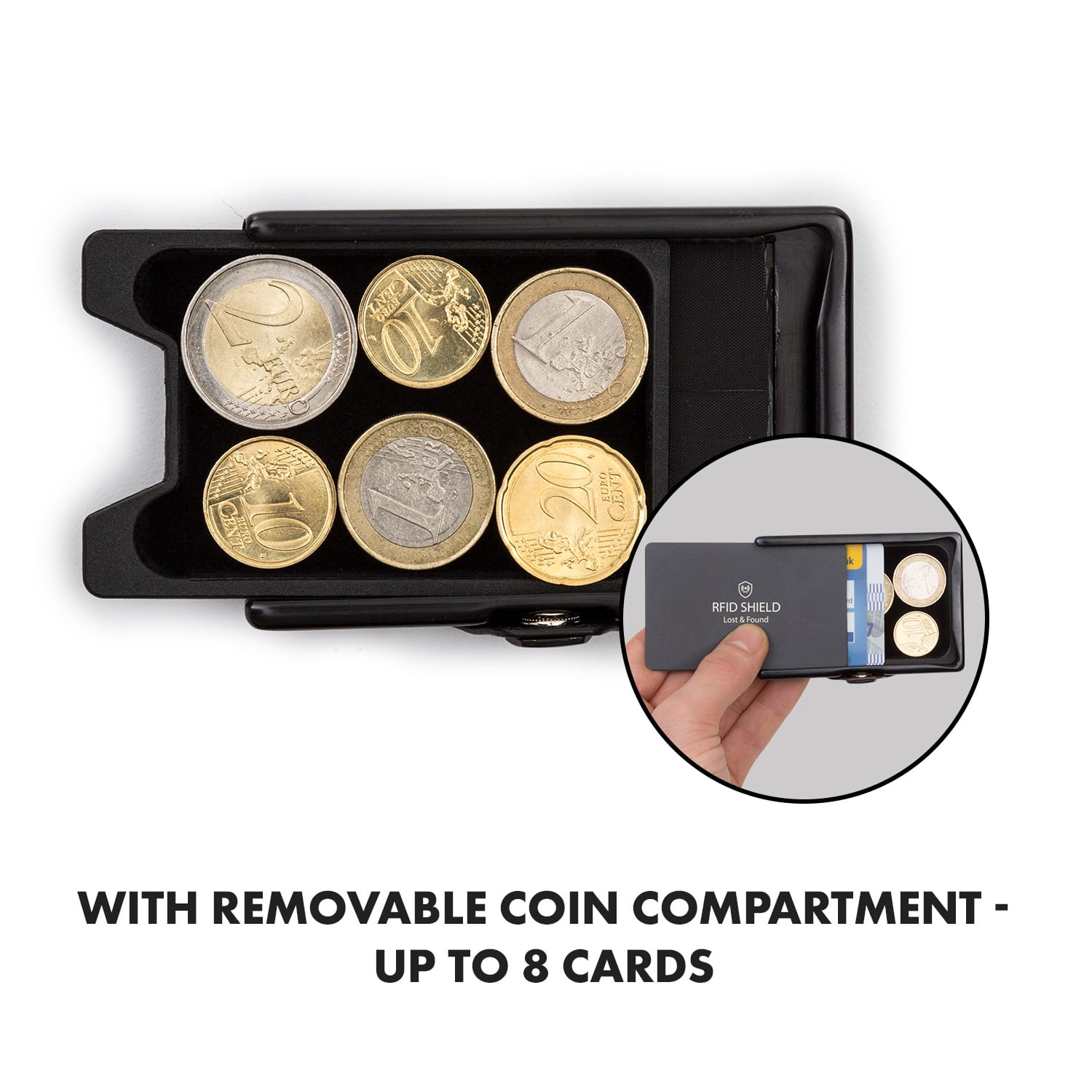 Slimpuro ZNAP Airtag Wallet, 8 kariet, priehradka na mince, 8,9 x 1,5 x 6,3 cm (Š x V x H), ochrana RFID – Obrázok 4