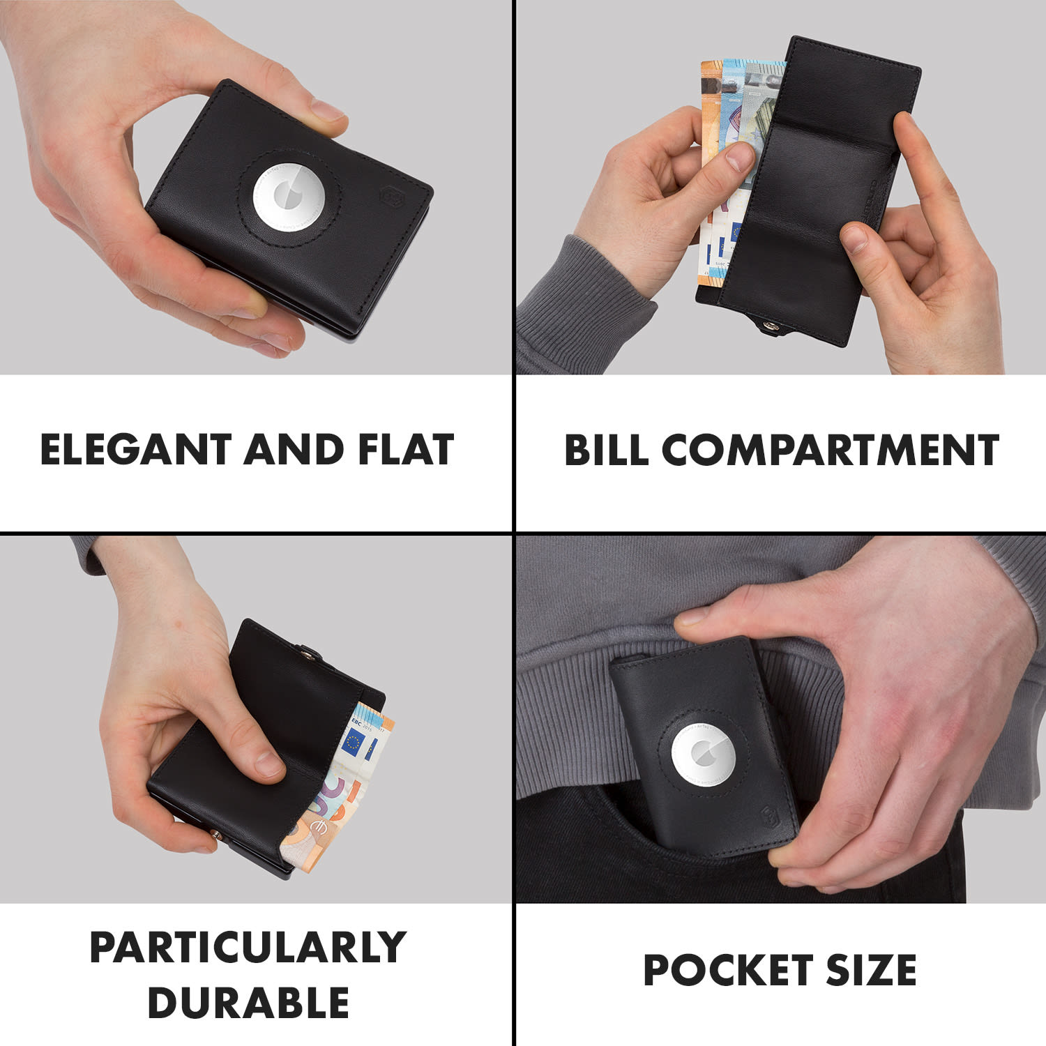 Slimpuro ZNAP Airtag Wallet, 12 kariet, priehradka na mince, 8,9 x 1,8 x 6,3 cm (Š x V x H), ochrana RFID – Obrázok 5