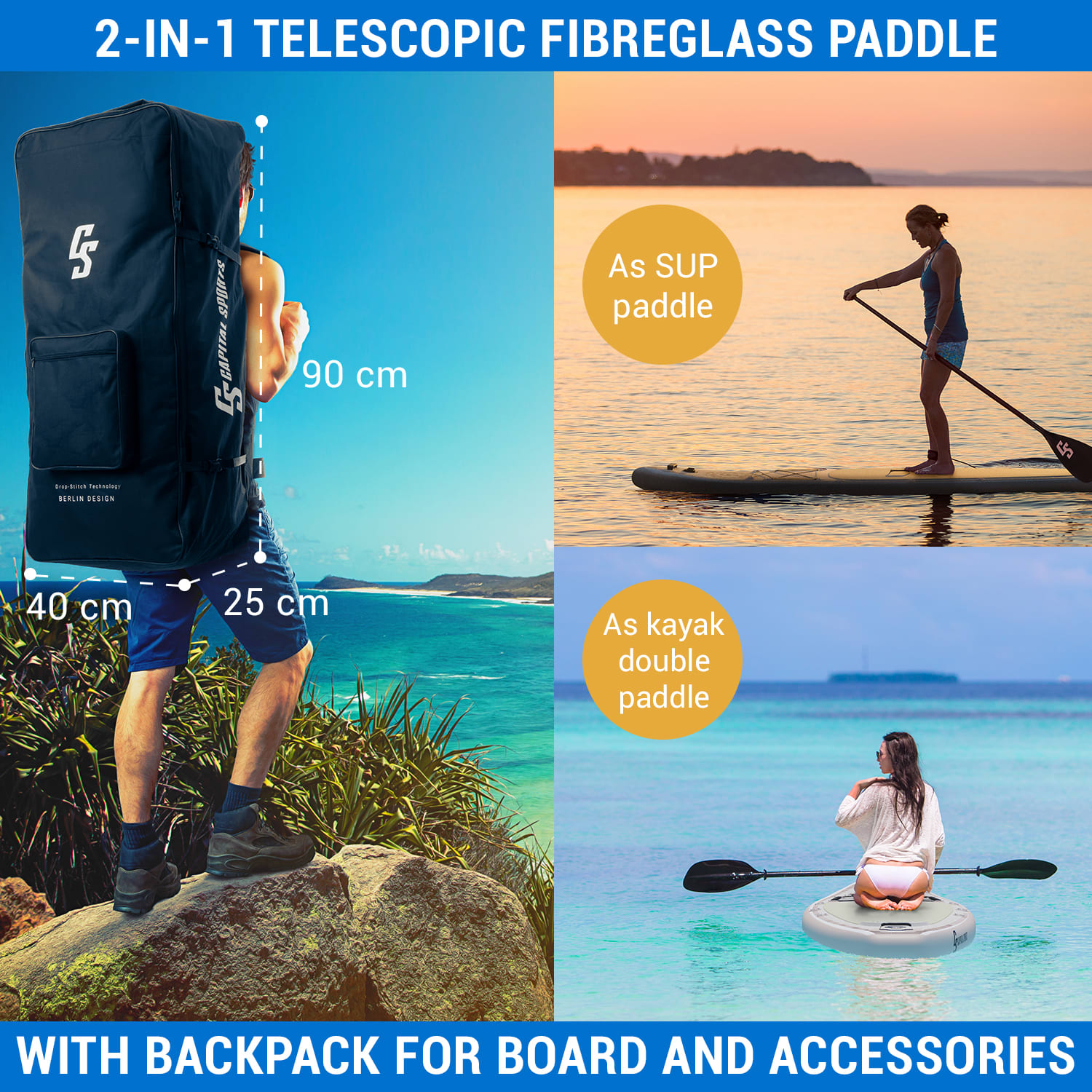 Capital Sports Kipu Allrounder 365, nafukovací Paddelboard, SUP board Set, cruiser – Obrázok 2