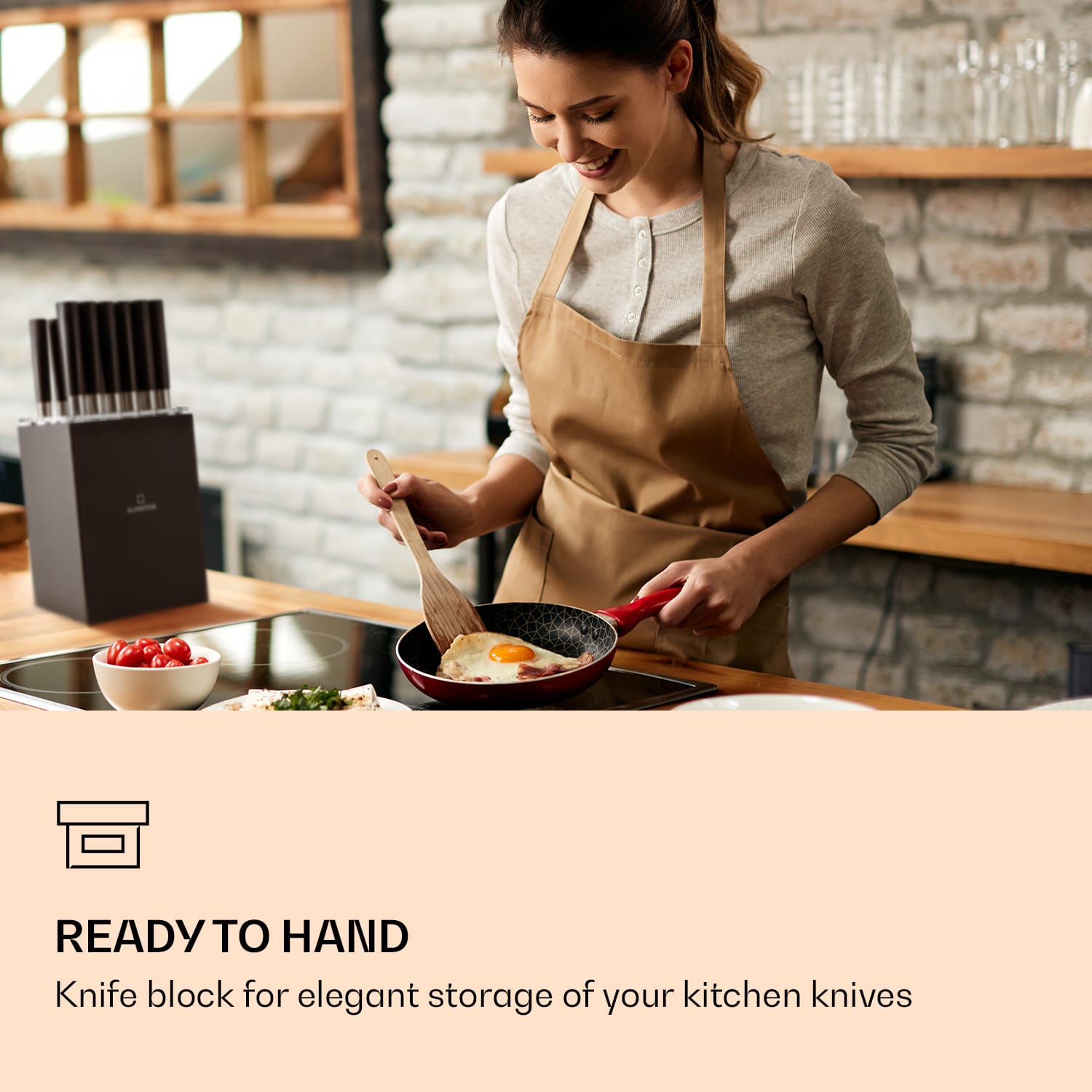 Klarstein Kitano XL, sada nožov s blokom, 13-dielna, 12 nožov, oceľ, luxusný drevený blok – Obrázok 2
