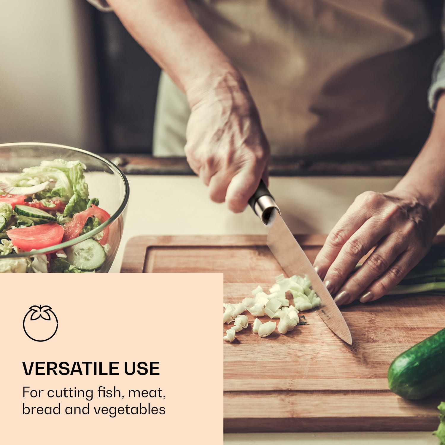 Klarstein Kitano XL, sada nožov s blokom, 13-dielna, 12 nožov, oceľ, luxusný drevený blok – Obrázok 4