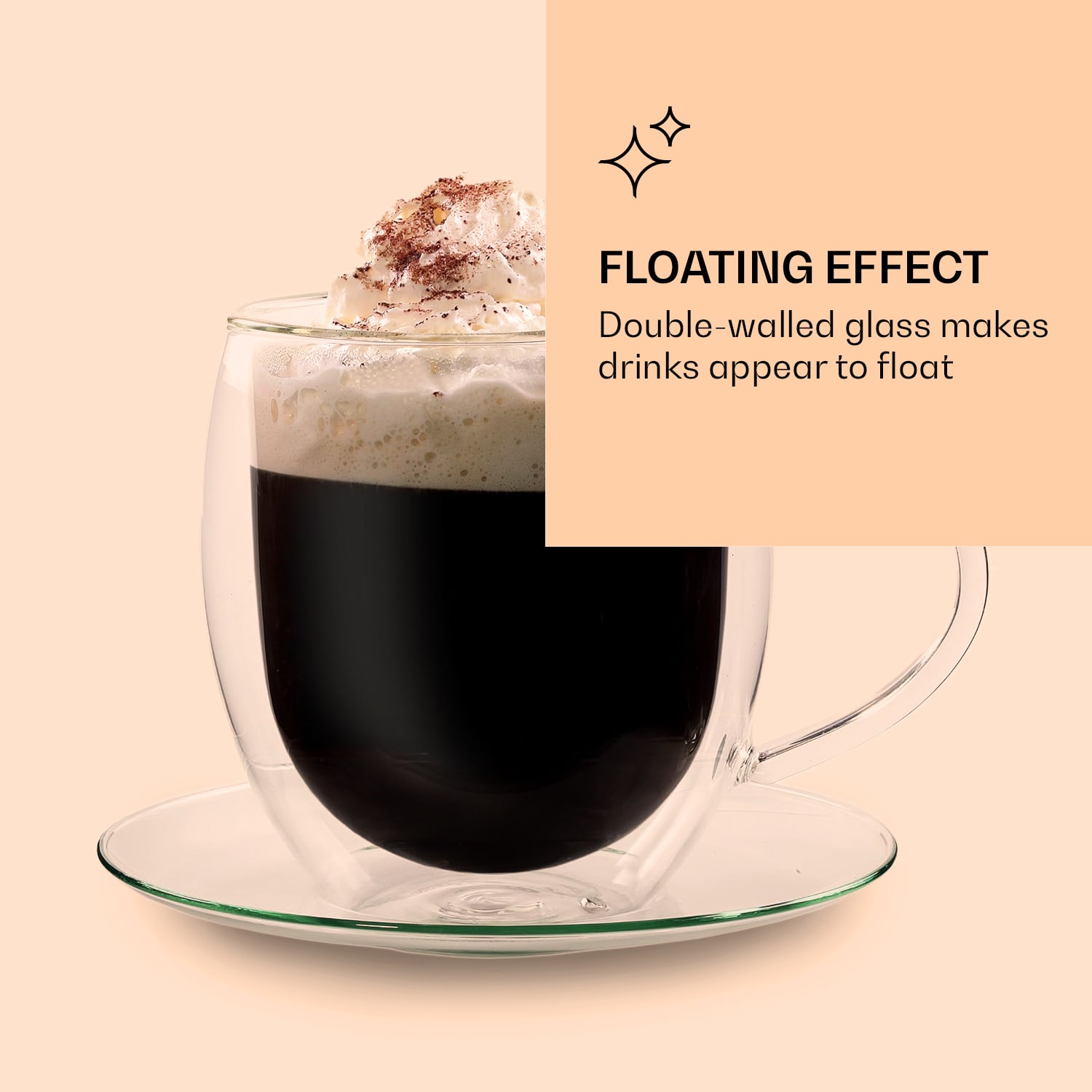 Feelino Pohár, Dvojstenný, Vysoko kvalitné borosilikátové sklo, 400 ml, Jedinečný – Obrázok 4