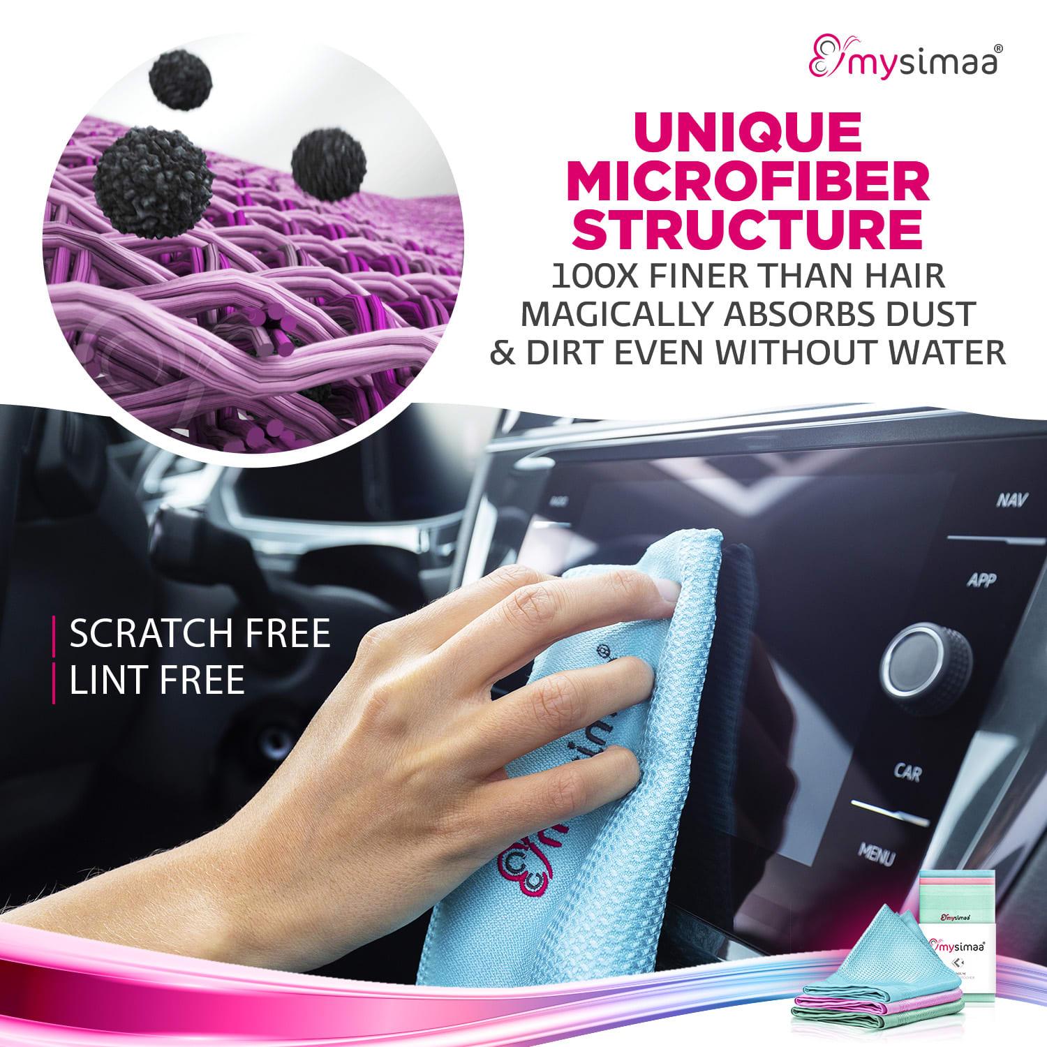 MySimaa Profesionálne čistiace utierky, čistiace utierky, mikrovlákno, 60 x 40 cm – Obrázok 4