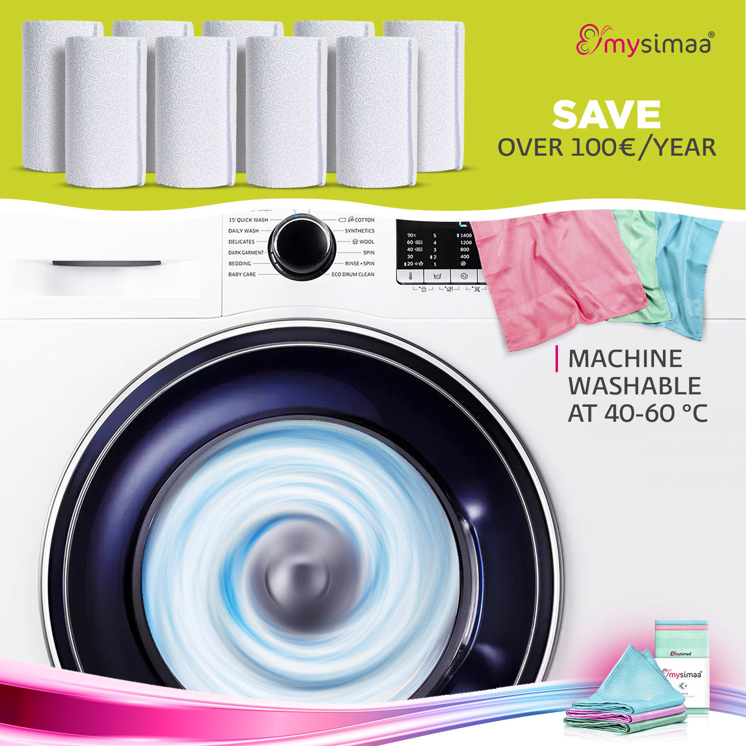 MySimaa Profesionálne čistiace utierky, čistiace utierky, mikrovlákno, 60 x 40 cm – Obrázok 5