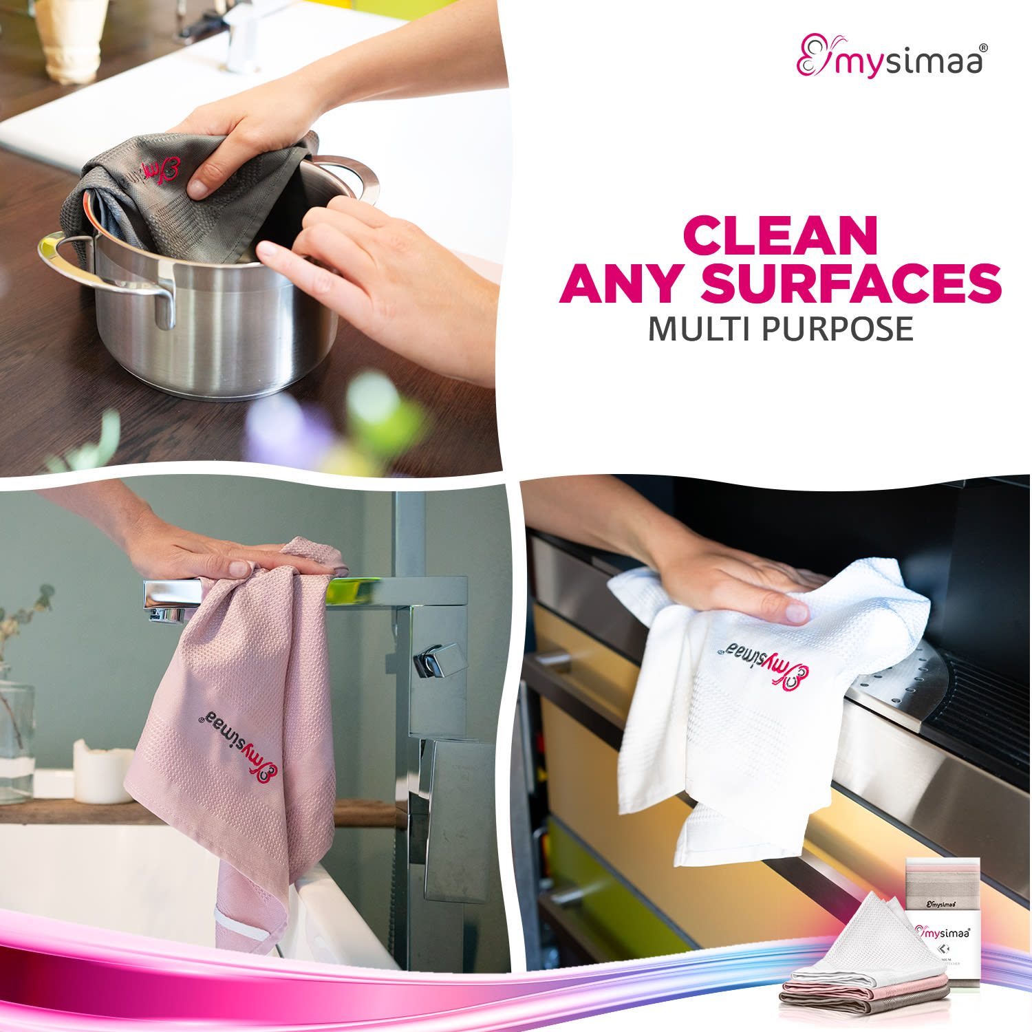 MySimaa Profesionálne čistiace utierky, čistiace utierky, mikrovlákno, 40 x 40 cm – Obrázok 2