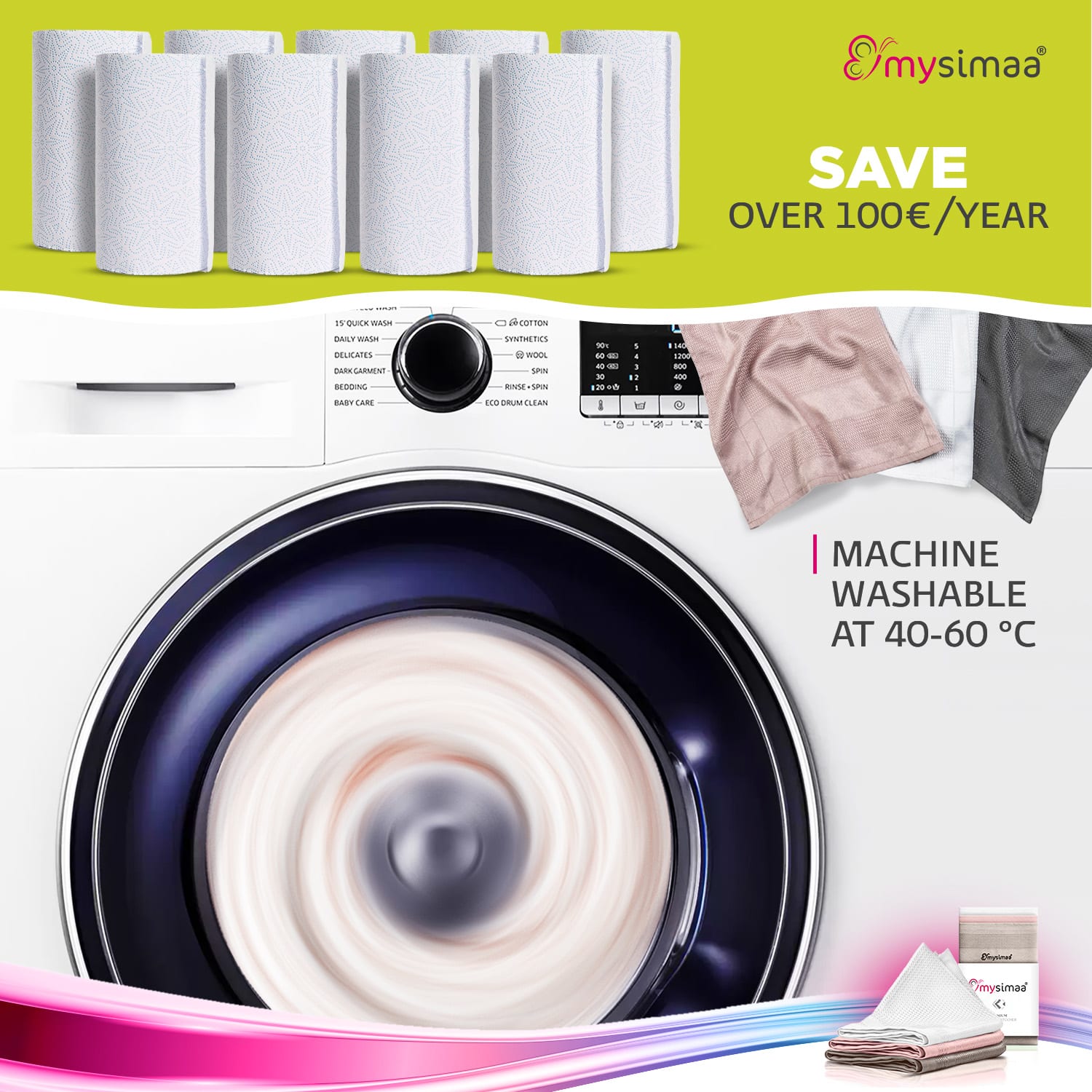 MySimaa Profesionálne čistiace utierky, čistiace utierky, mikrovlákno, 40 x 40 cm – Obrázok 5