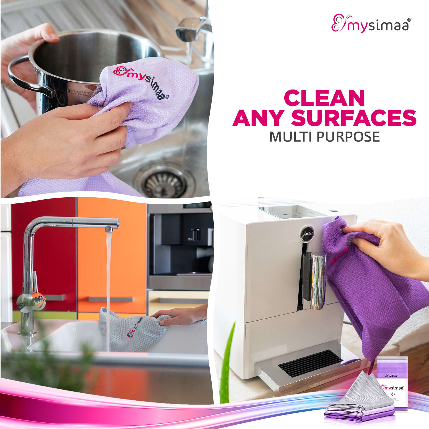 MySimaa Profesionálne čistiace utierky, čistiace utierky, mikrovlákno, 60 x 40 cm – Obrázok 2